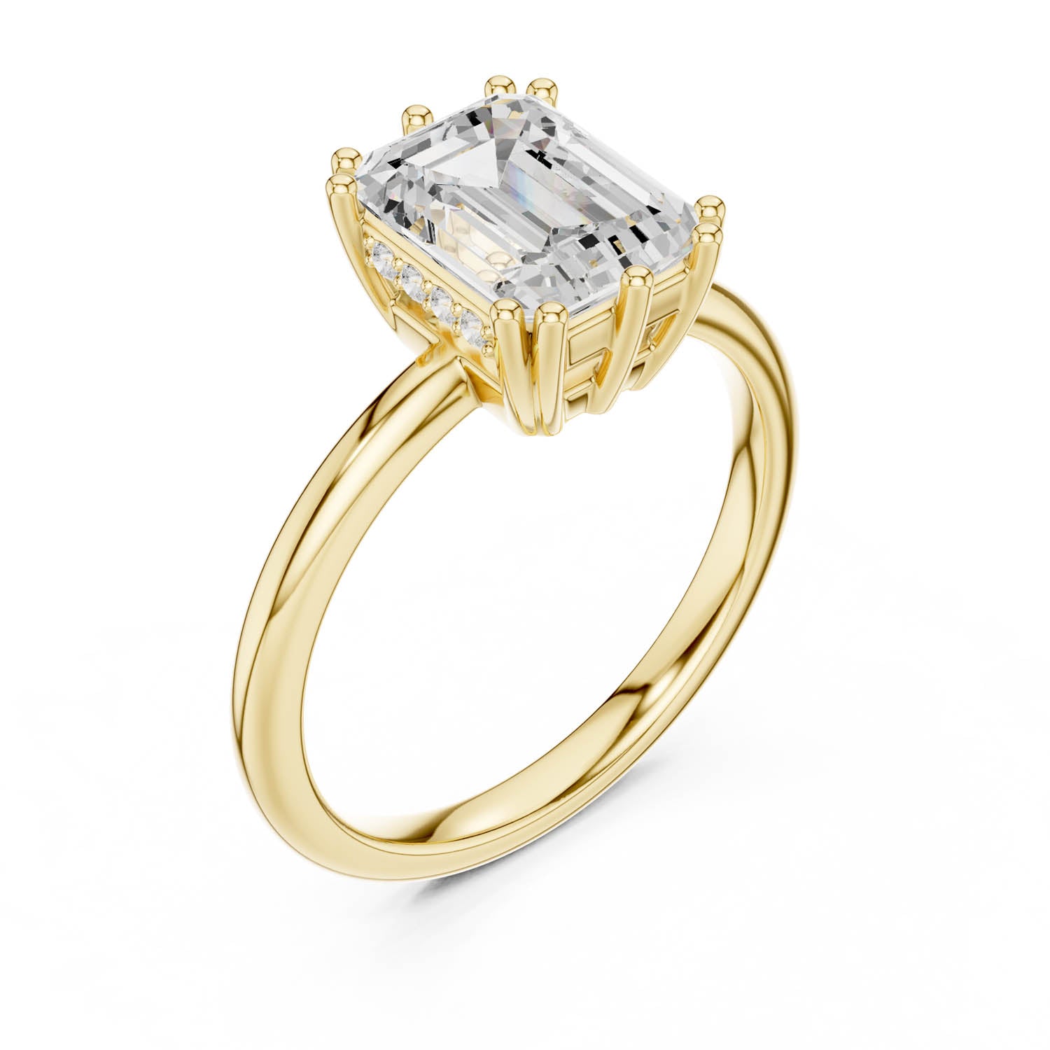 2.05 Ct. Emerald Cut Diamond Ring with Hidden Halo (DDLR-254 - R00847-EM) 2