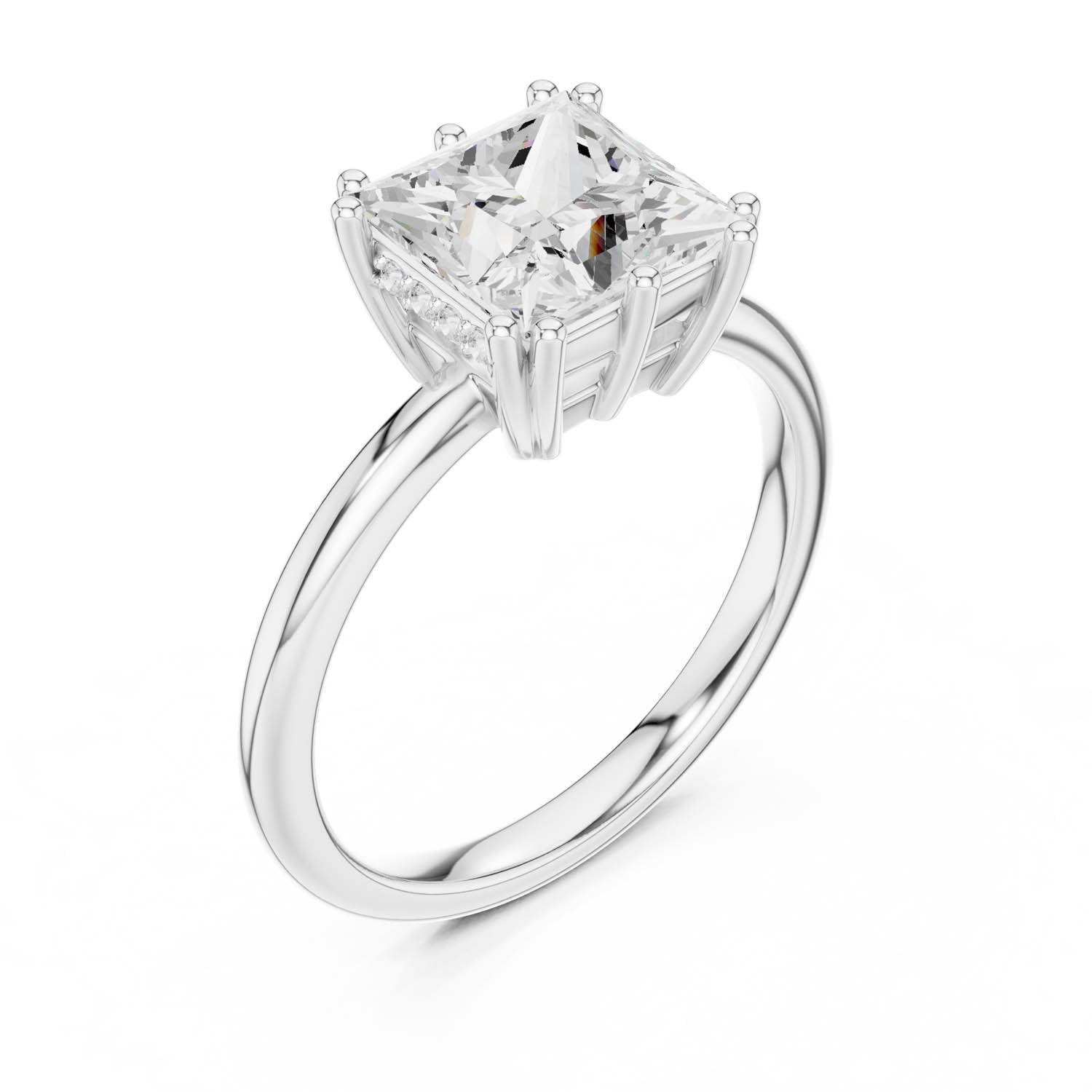 2.05 Ct. Princess Cut Diamond Ring with Hidden Halo (DDLR-254 - R00847-PR) 8