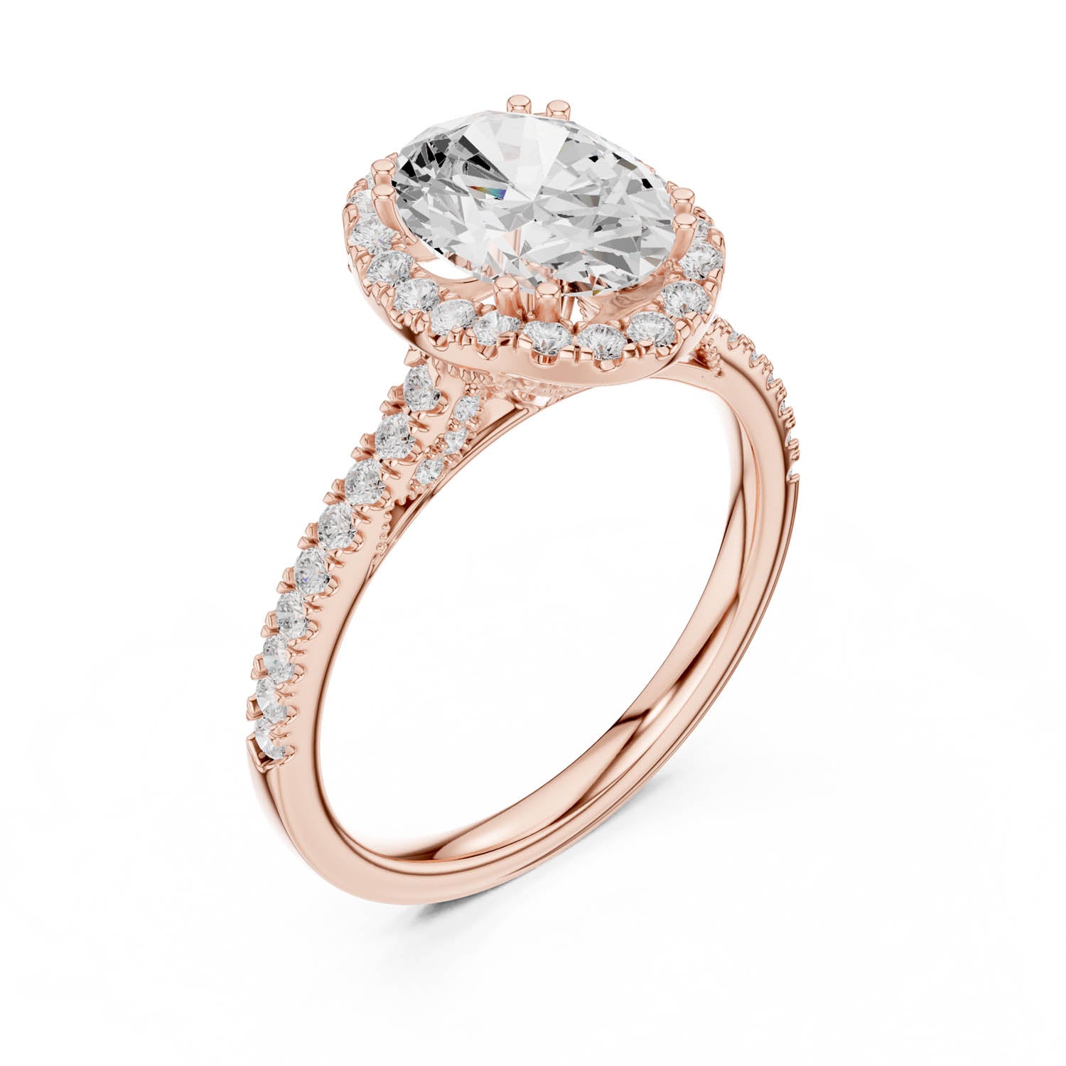 2.48 Ct. Classic Oval Diamond Halo Ring with Pavé Band (DDLR-255 - R00846-OV(001)) 10