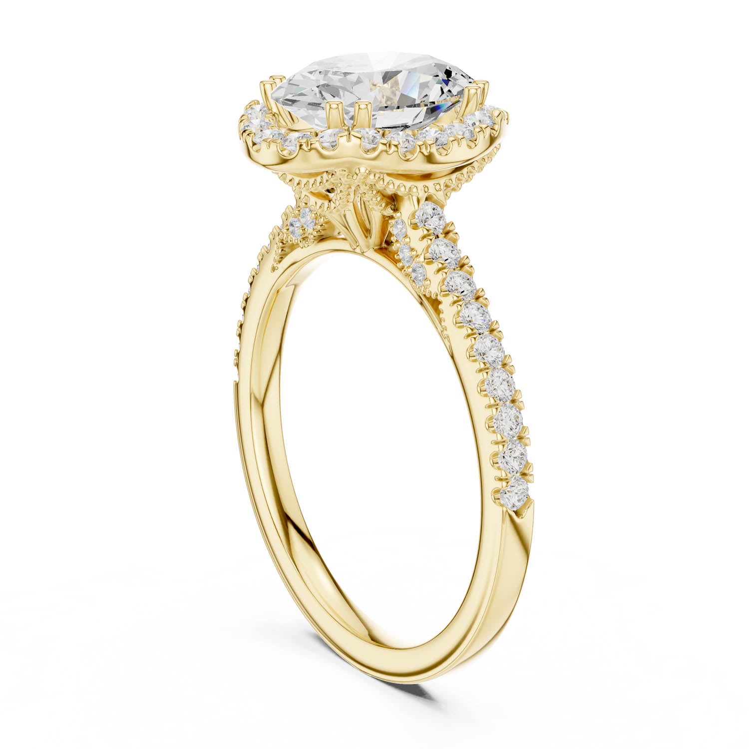 2.48 Ct. Classic Oval Diamond Halo Ring with Pavé Band (DDLR-255 - R00846-OV(001)) 13