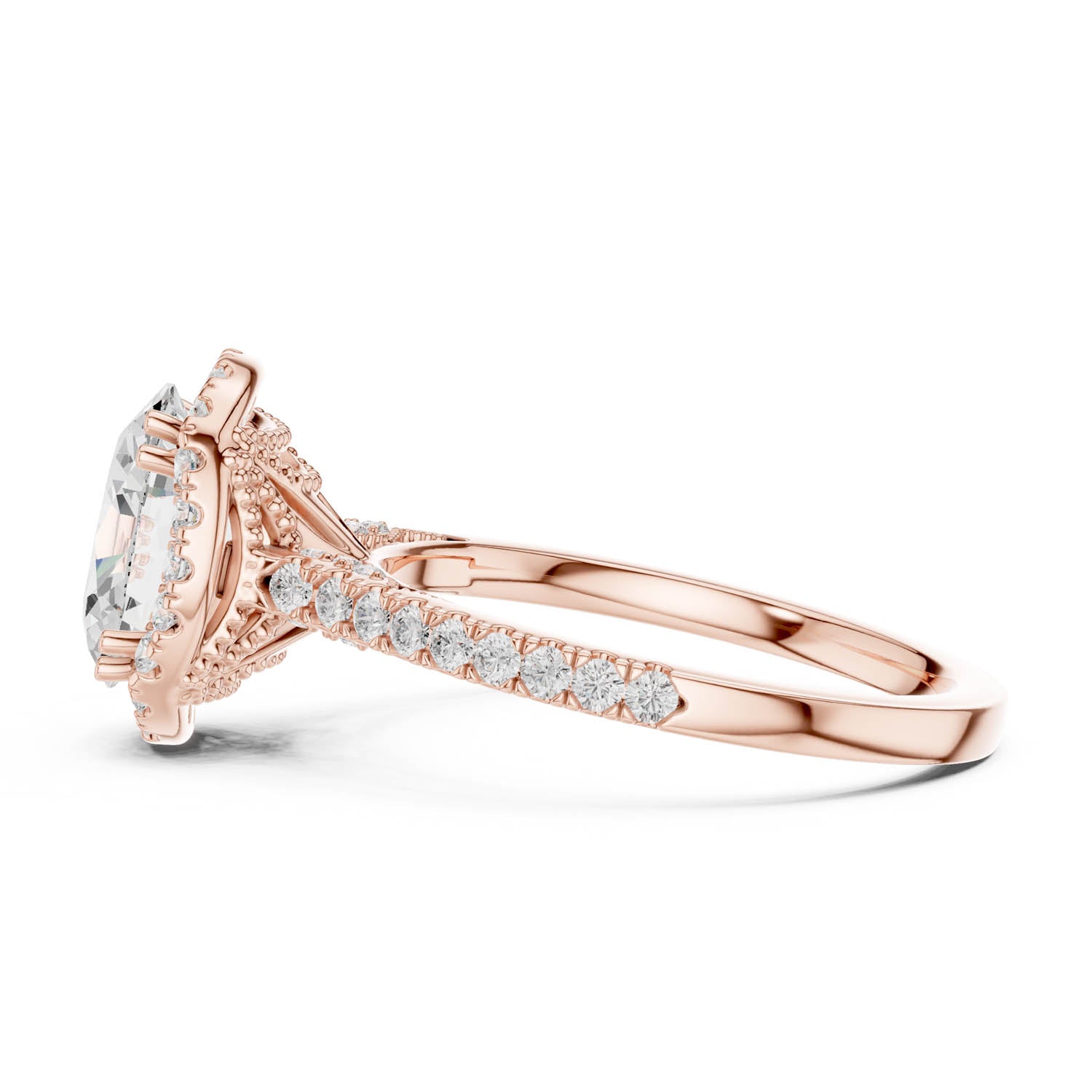 2.48 Ct. Classic Oval Diamond Halo Ring with Pavé Band (DDLR-255 - R00846-OV(001)) 4