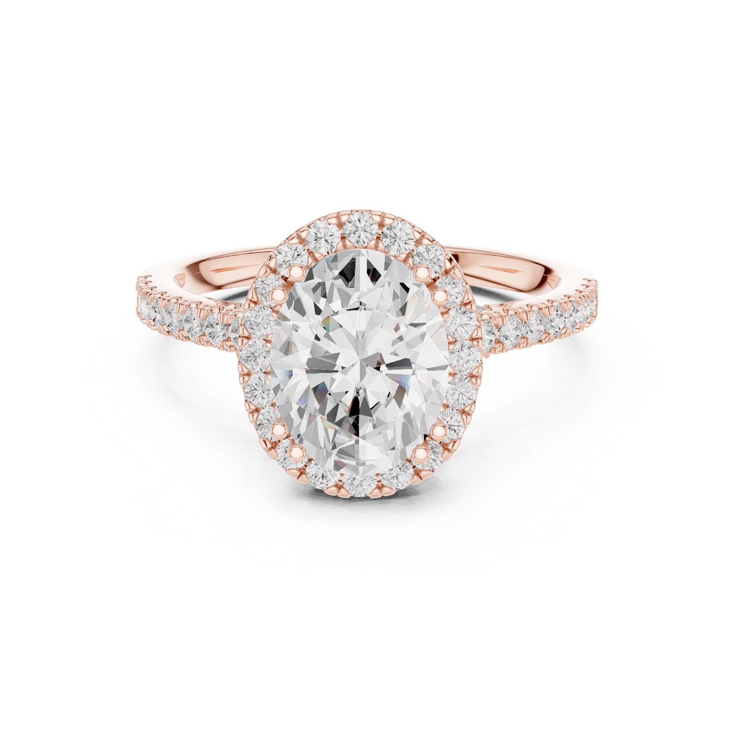 2.48 Ct. Classic Oval Diamond Halo Ring with Pavé Band (DDLR-255 - R00846-OV(001)) 5