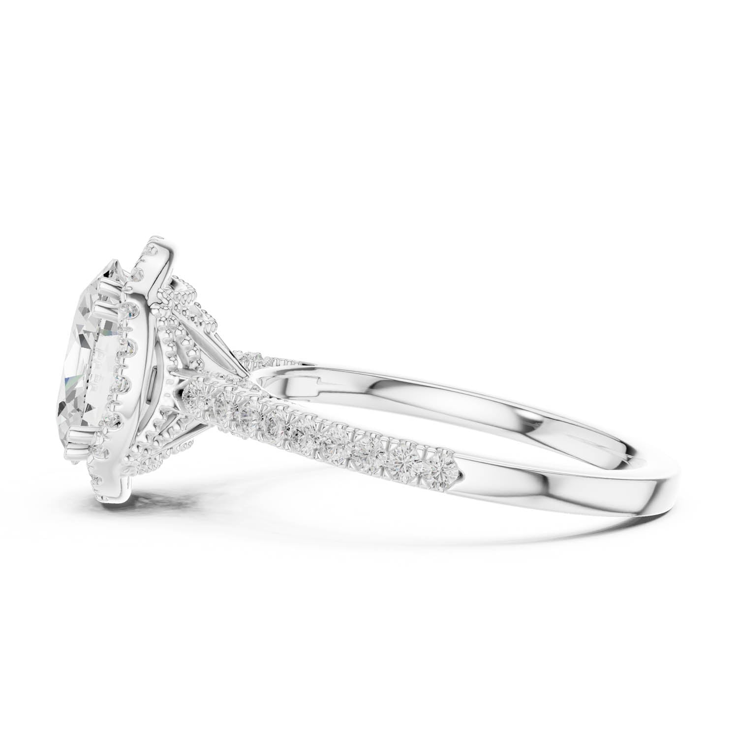 2.48 Ct. Classic Oval Diamond Halo Ring with Pavé Band (DDLR-255 - R00846-OV(001)) 6