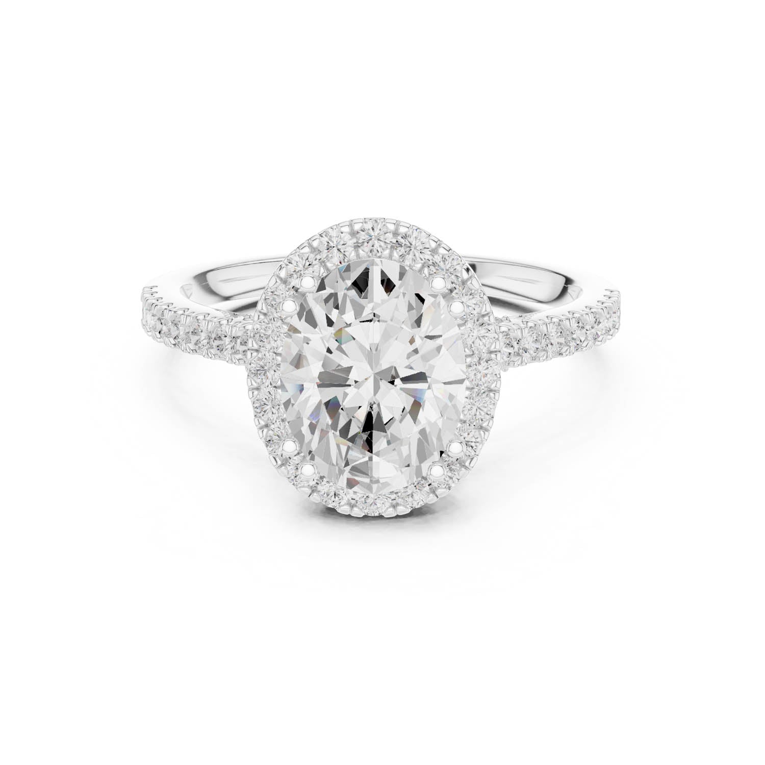 2.48 Ct. Classic Oval Diamond Halo Ring with Pavé Band (DDLR-255 - R00846-OV(001)) 1