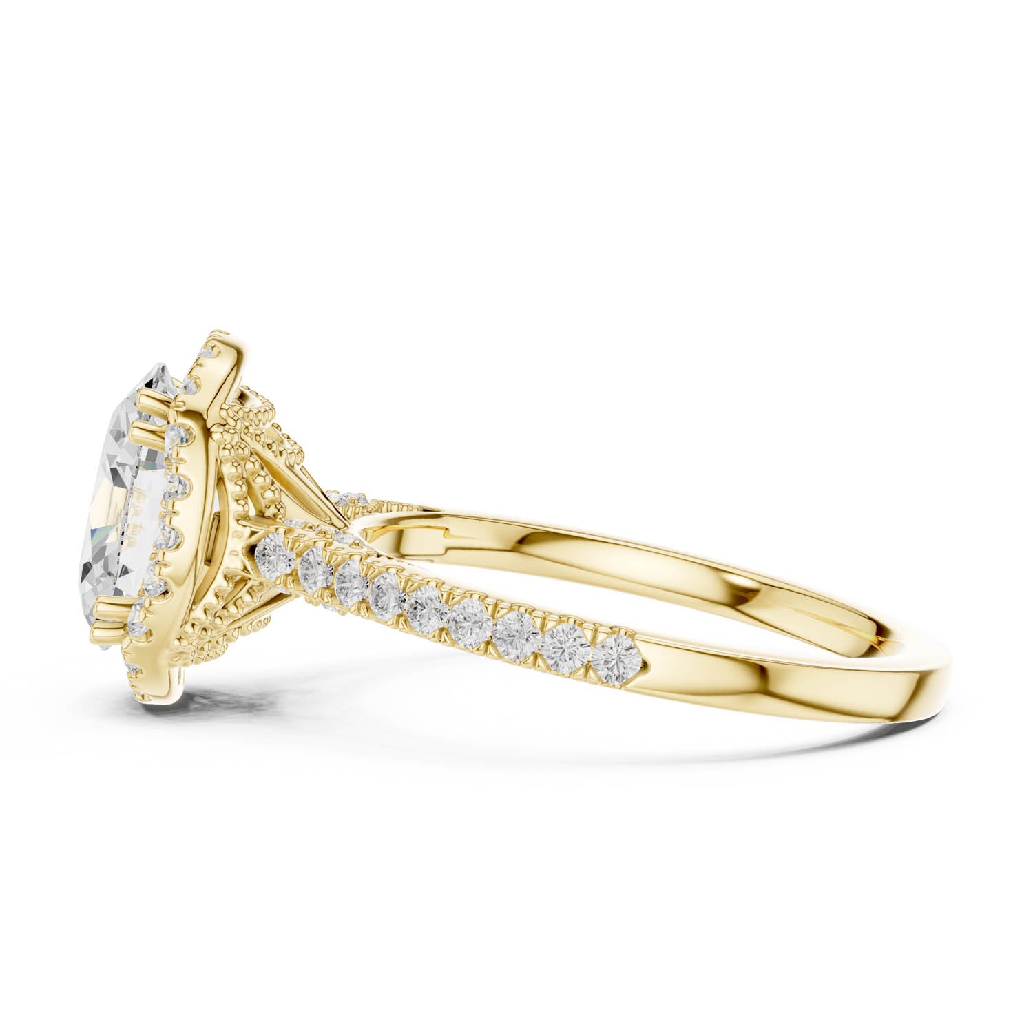 2.48 Ct. Classic Oval Diamond Halo Ring with Pavé Band (DDLR-255 - R00846-OV(001)) 7