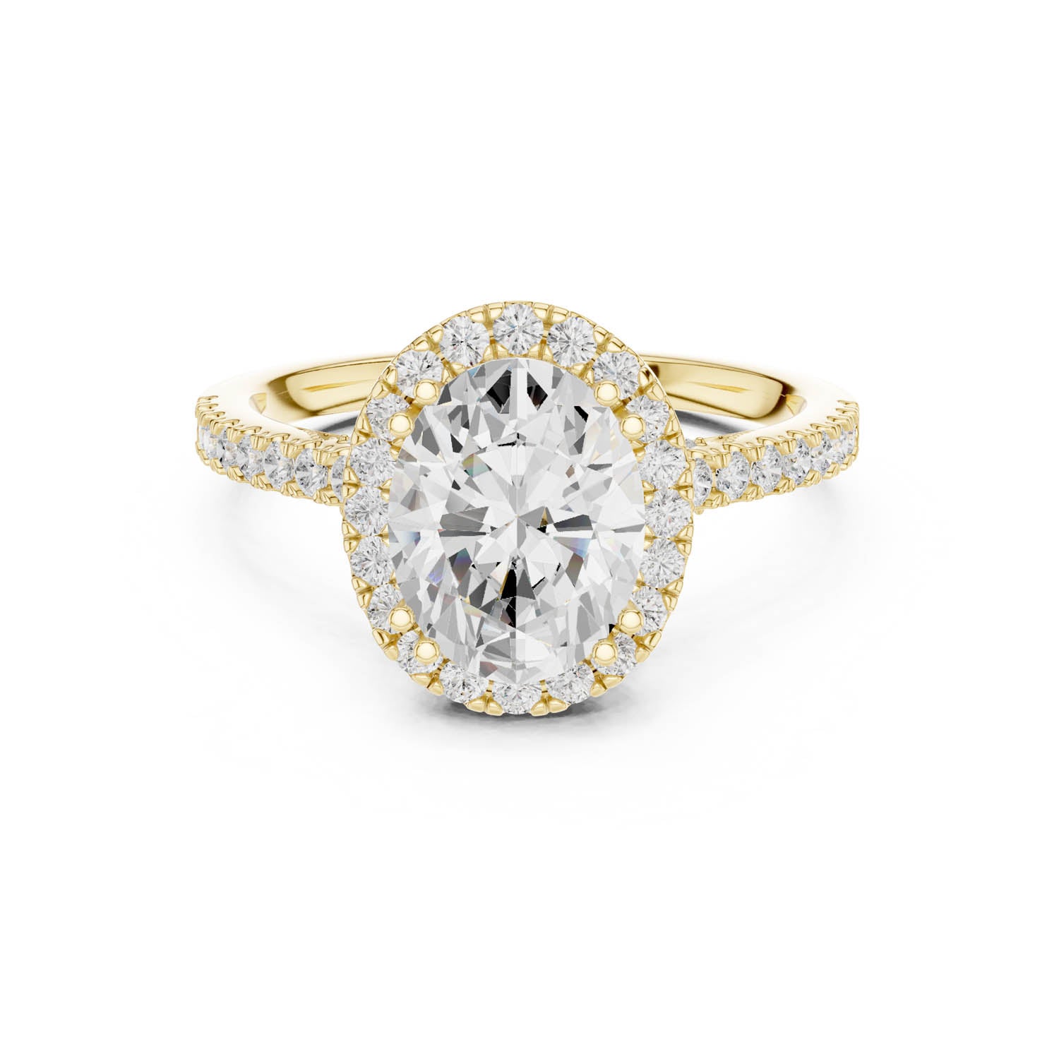 2.48 Ct. Classic Oval Diamond Halo Ring with Pavé Band (DDLR-255 - R00846-OV(001)) 8