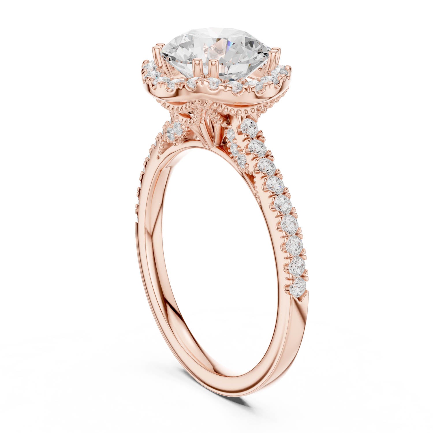 2.48 Ct. Classic Round Diamond Halo Ring with Pavé Band (DDLR-255 - R00846-RD(001)) 8