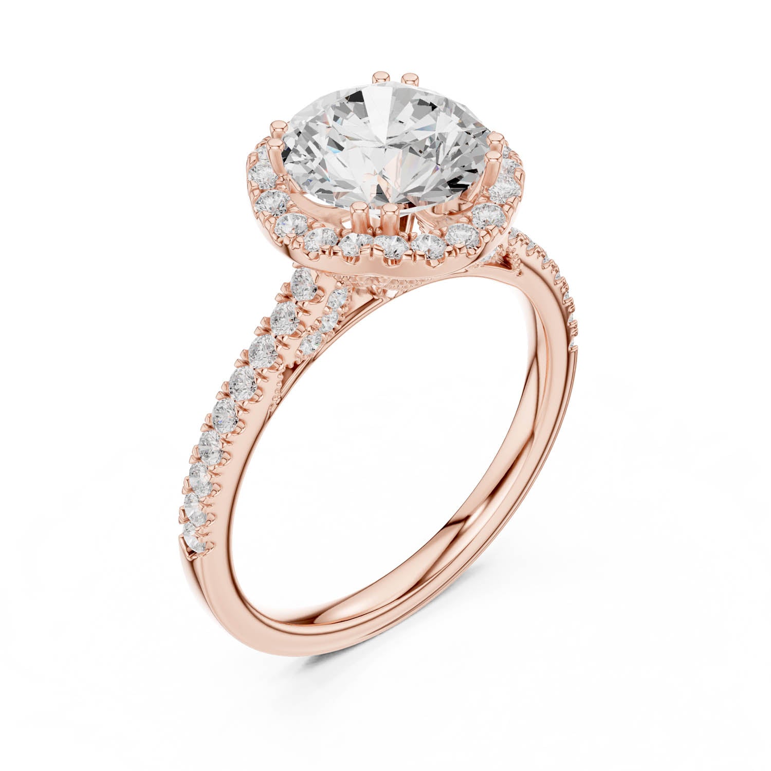 2.48 Ct. Classic Round Diamond Halo Ring with Pavé Band (DDLR-255 - R00846-RD(001)) 9