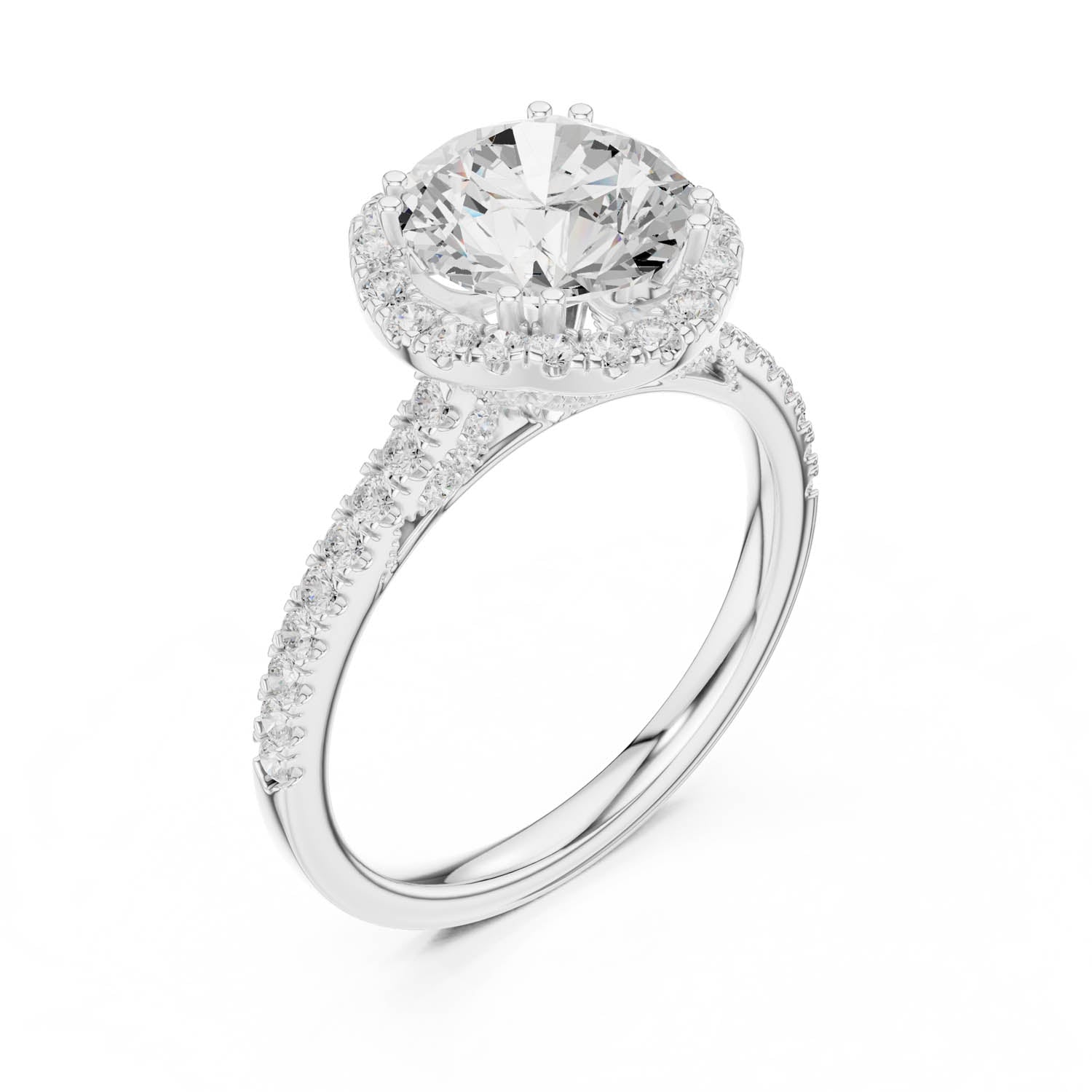 2.48 Ct. Classic Round Diamond Halo Ring with Pavé Band (DDLR-255 - R00846-RD(001)) 11
