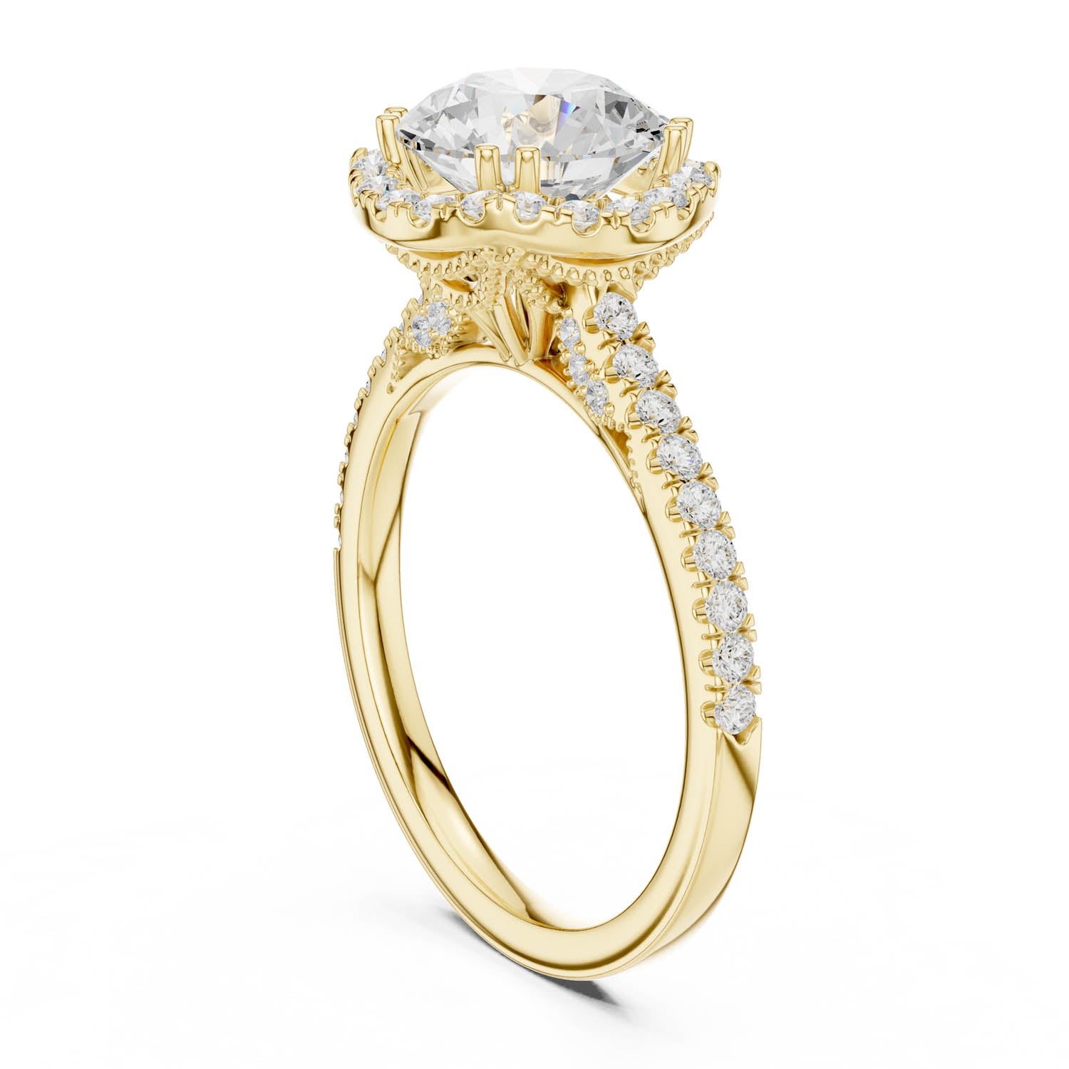 2.48 Ct. Classic Round Diamond Halo Ring with Pavé Band (DDLR-255 - R00846-RD(001)) 12
