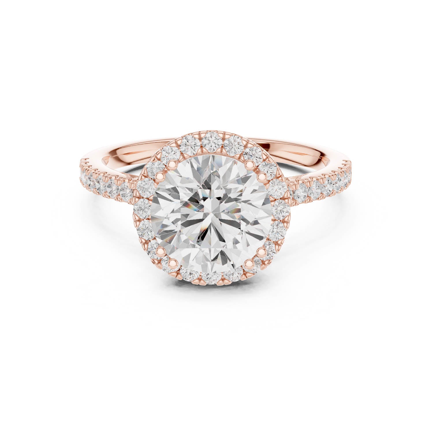 2.48 Ct. Classic Round Diamond Halo Ring with Pavé Band (DDLR-255 - R00846-RD(001)) 4