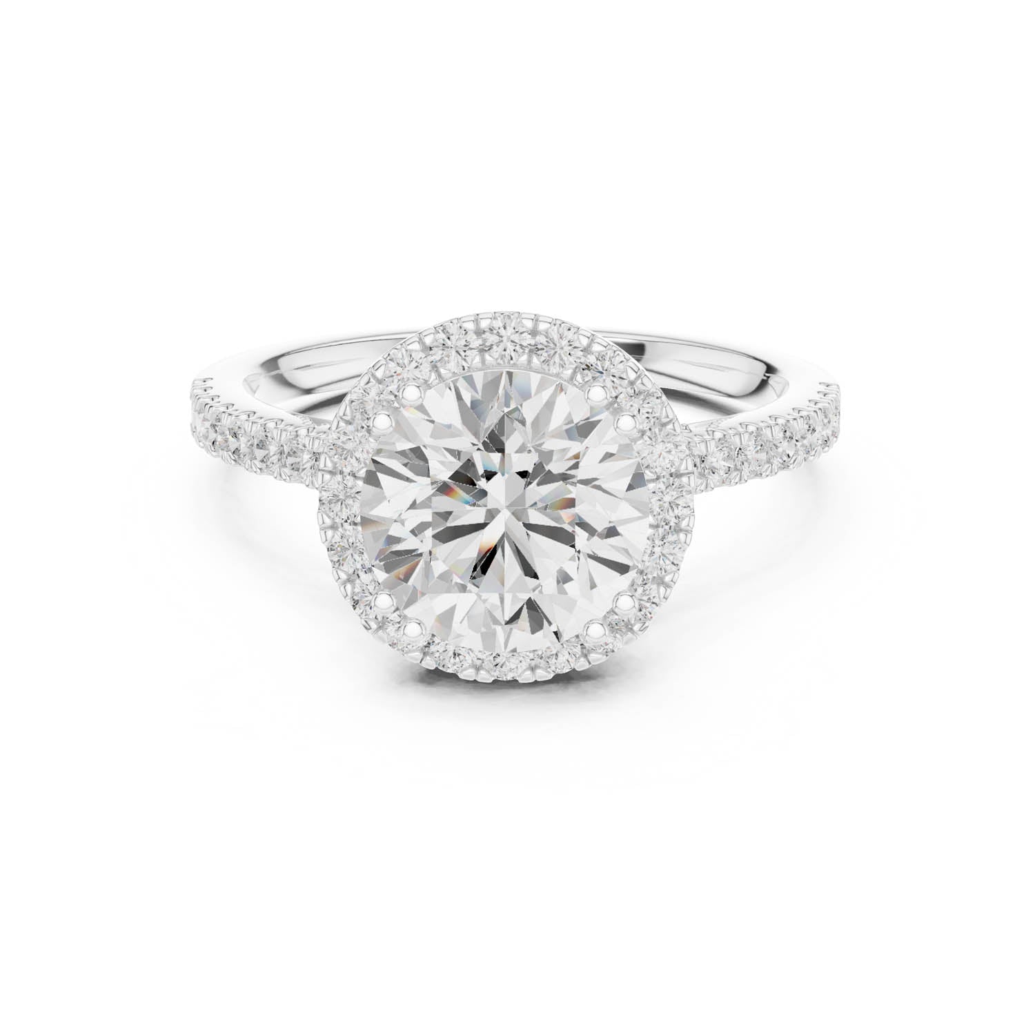 2.48 Ct. Classic Round Diamond Halo Ring with Pavé Band (DDLR-255 - R00846-RD(001)) 1