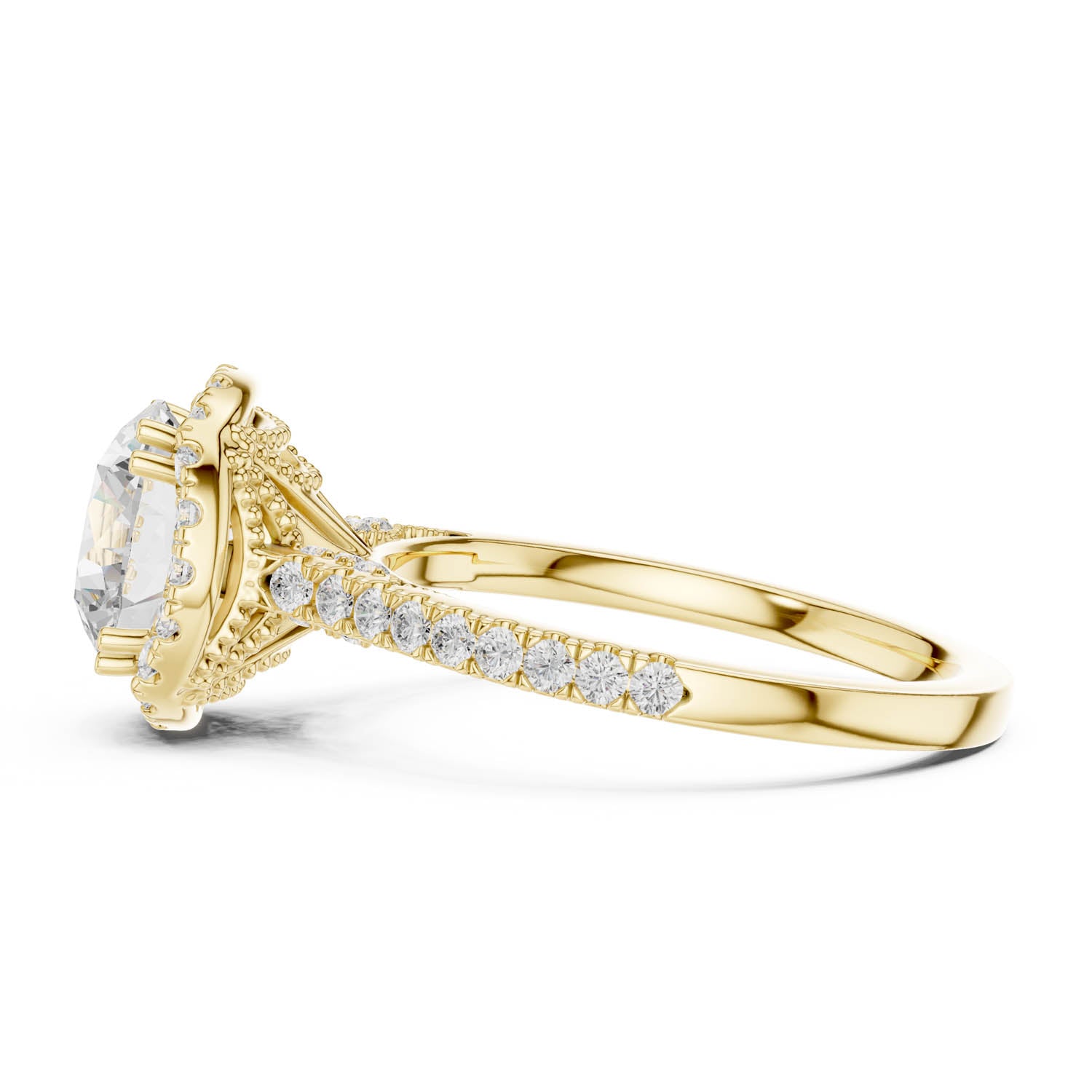 2.48 Ct. Classic Round Diamond Halo Ring with Pavé Band (DDLR-255 - R00846-RD(001)) 6