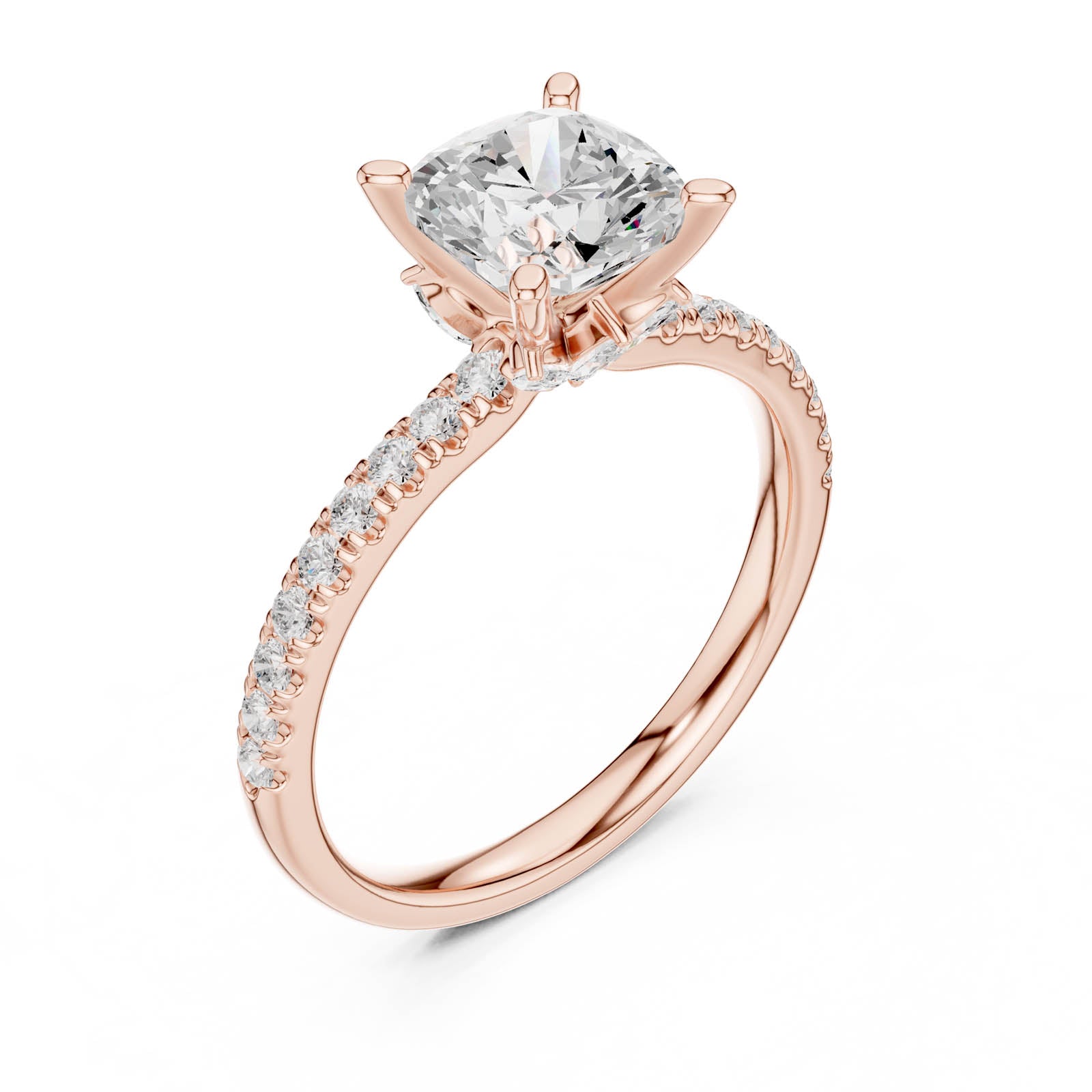 2.41 Ct. Cushion Cut Diamond Engagement Ring with Pavé Band and Hidden Accents (DDLR-256-CU) 10