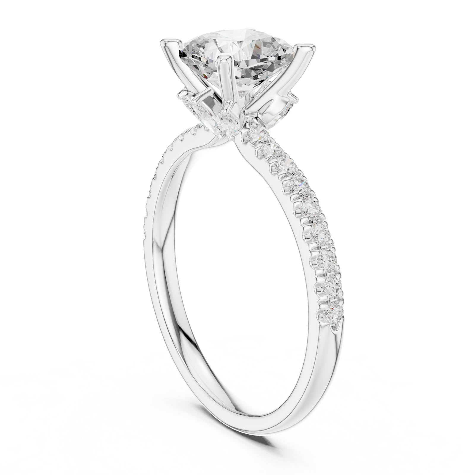 2.41 Ct. Cushion Cut Diamond Engagement Ring with Pavé Band and Hidden Accents (DDLR-256-CU) 11