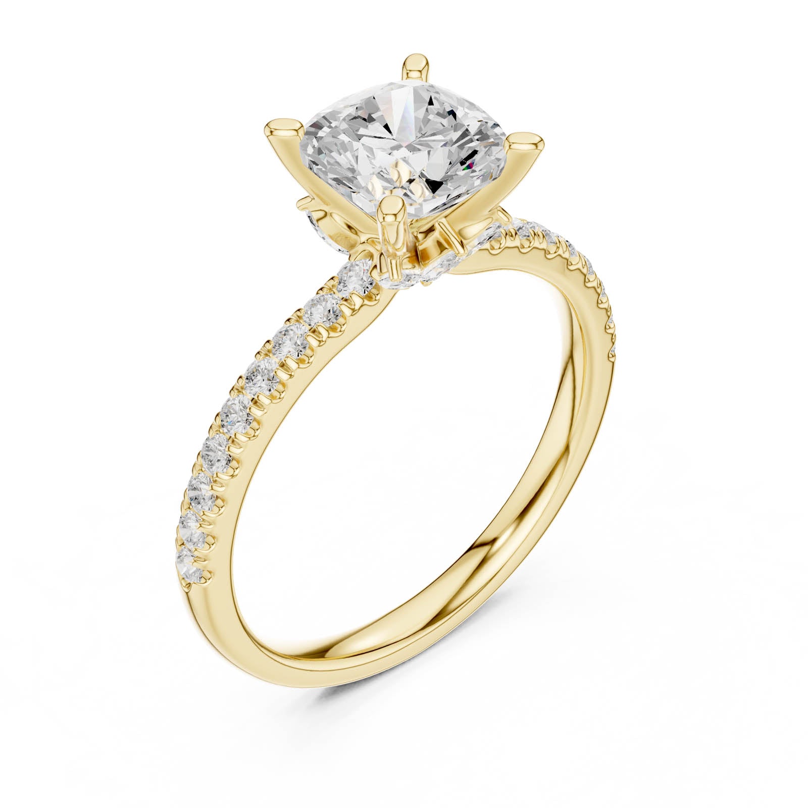 2.41 Ct. Cushion Cut Diamond Engagement Ring with Pavé Band and Hidden Accents (DDLR-256-CU) 2