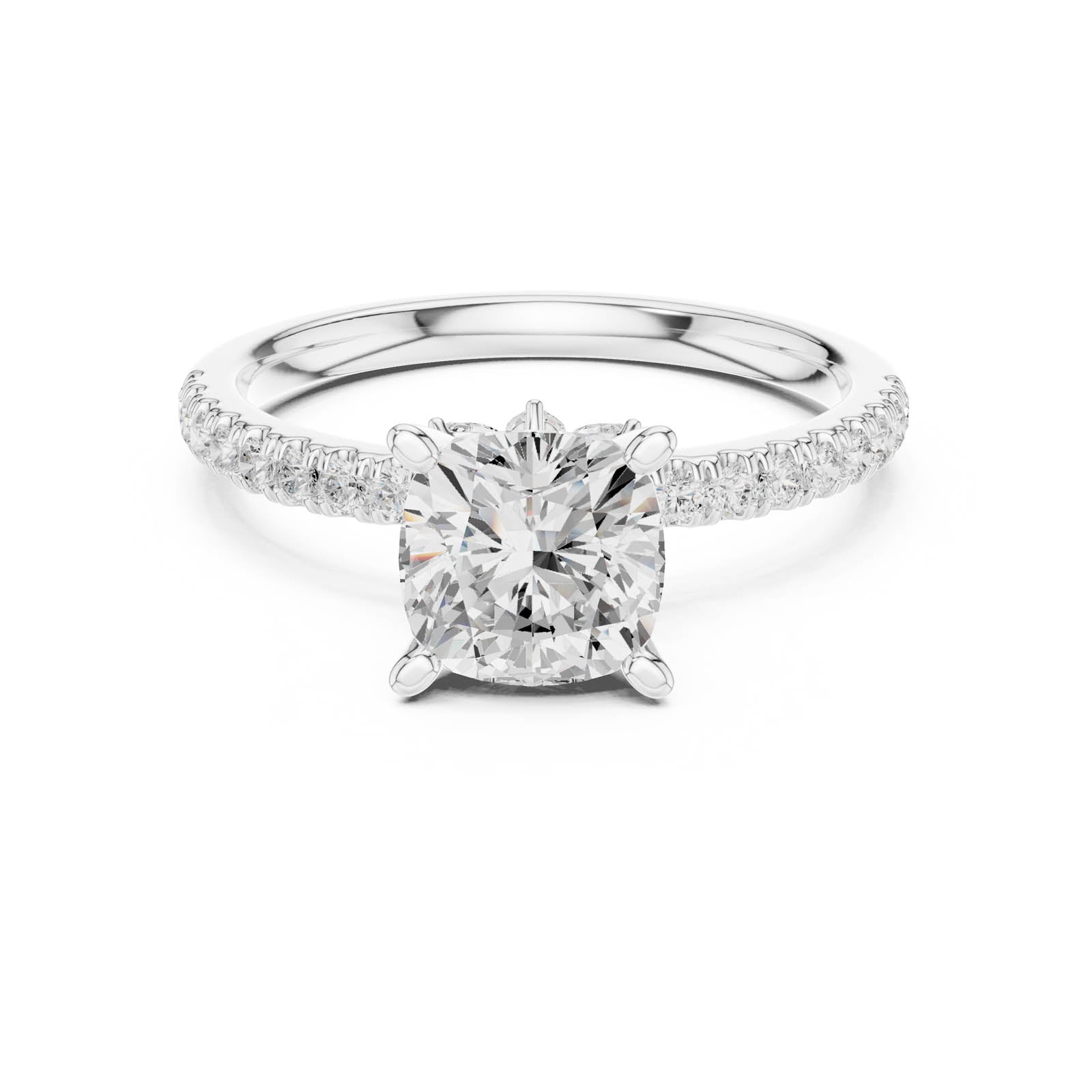 2.41 Ct. Cushion Cut Diamond Engagement Ring with Pavé Band and Hidden Accents (DDLR-256-CU) 1