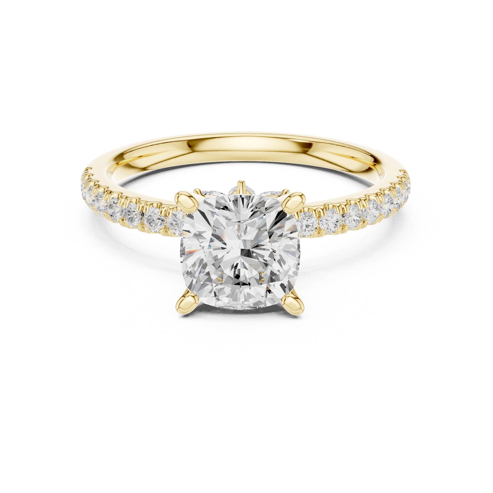 2.41 Ct. Cushion Cut Diamond Engagement Ring with Pavé Band and Hidden Accents (DDLR-256-CU) 8