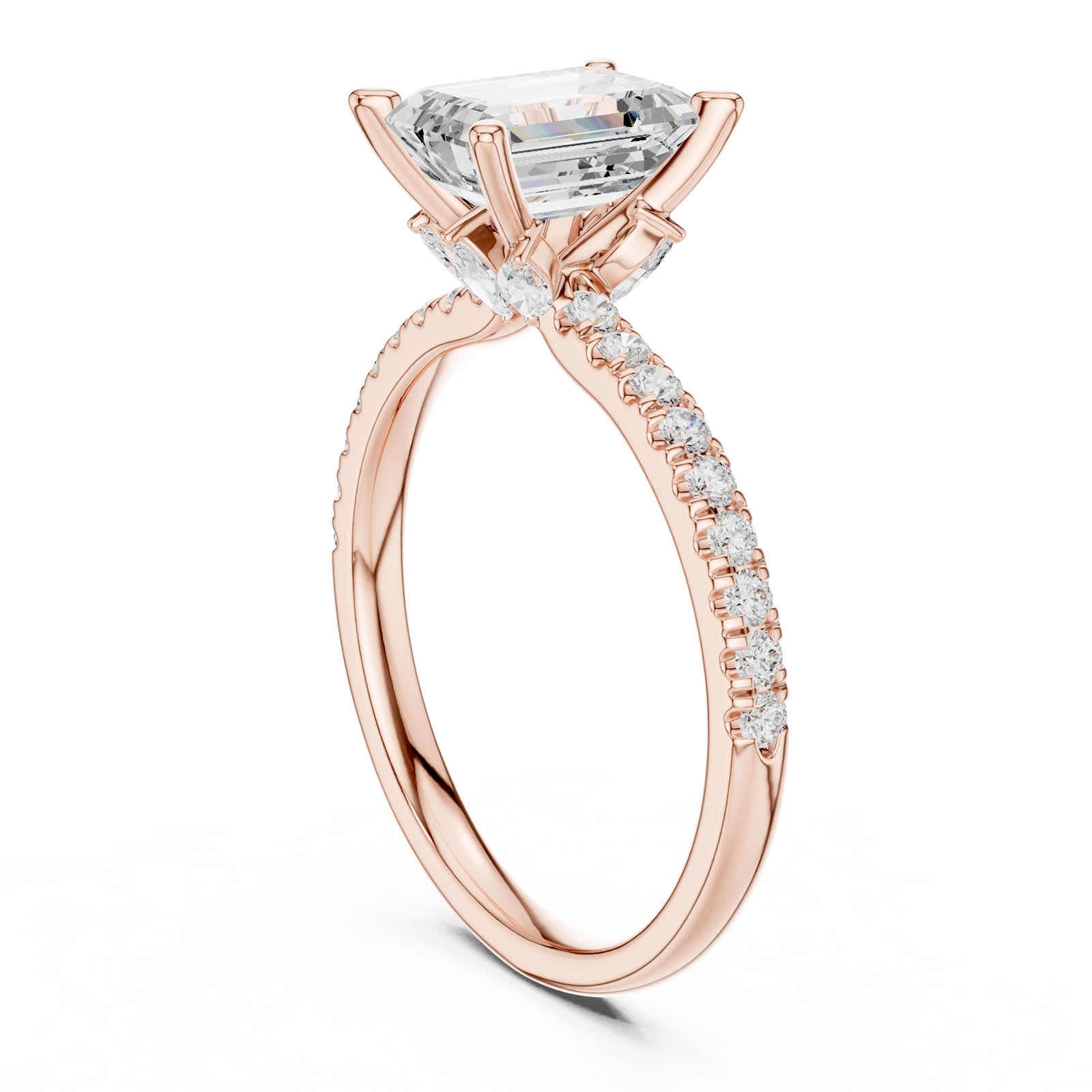 2.41 Ct. Emerald Cut Diamond Engagement Ring with Pavé Band and Hidden Accents (DDLR-256-EM) 12