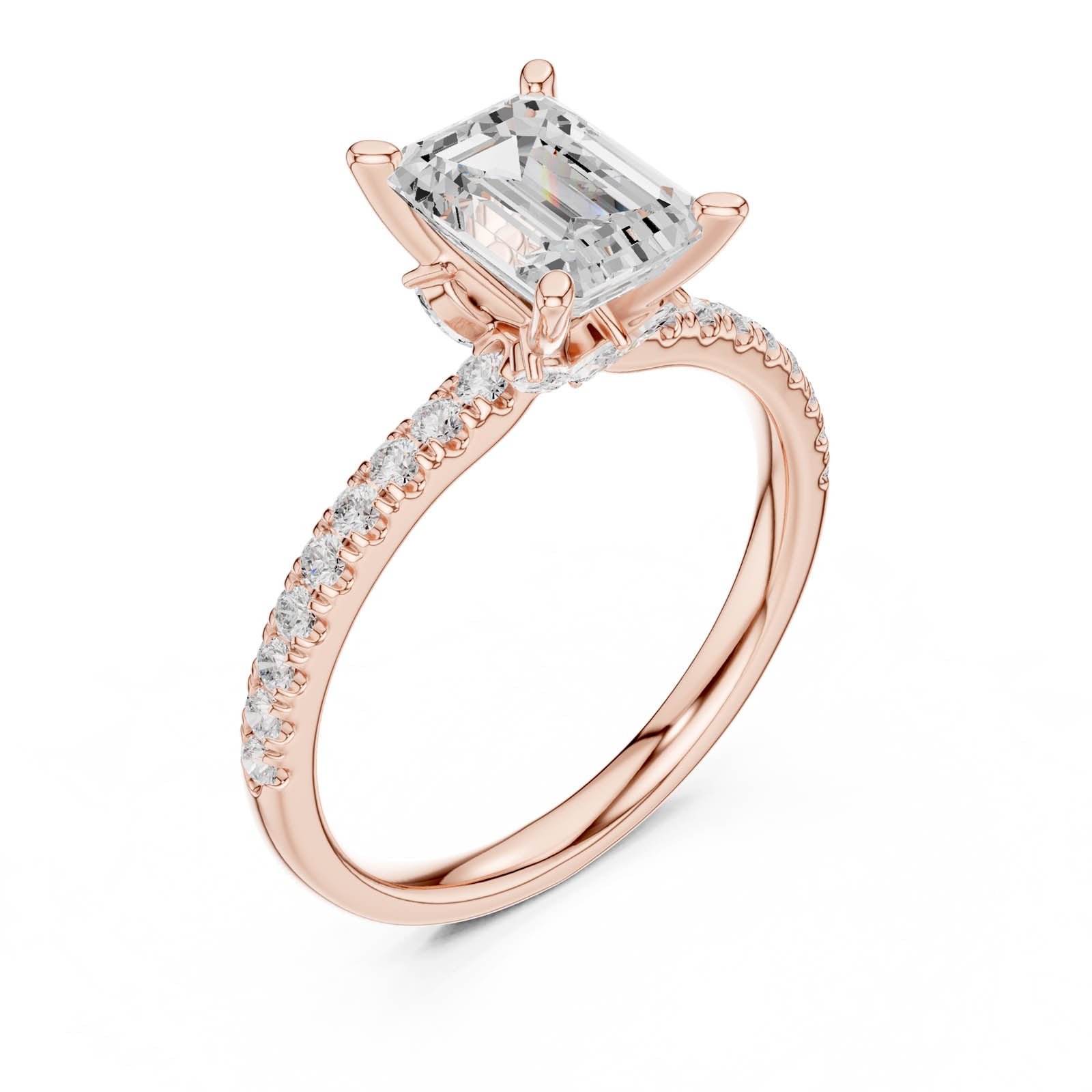 2.41 Ct. Emerald Cut Diamond Engagement Ring with Pavé Band and Hidden Accents (DDLR-256-EM) 5