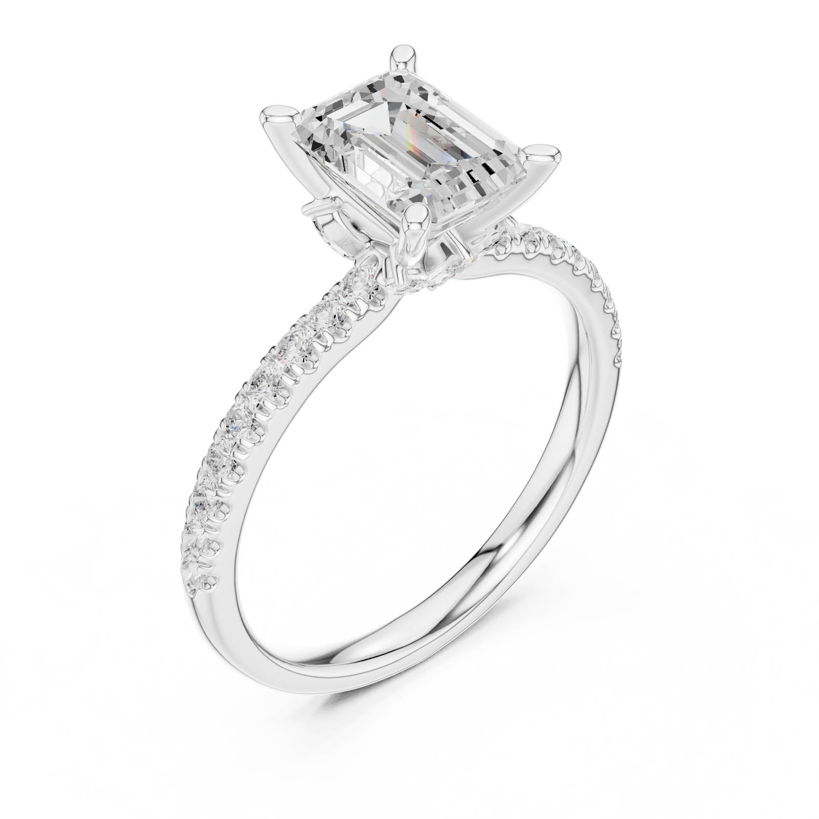 2.41 Ct. Emerald Cut Diamond Engagement Ring with Pavé Band and Hidden Accents (DDLR-256-EM) 6