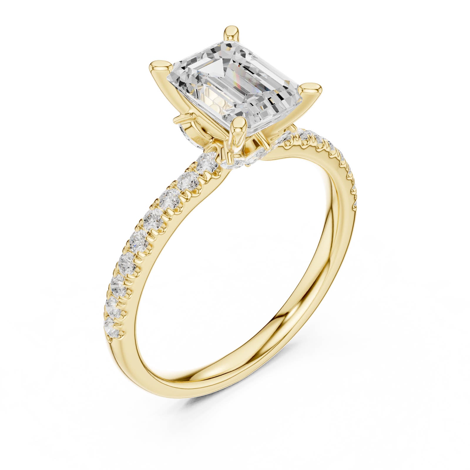2.41 Ct. Emerald Cut Diamond Engagement Ring with Pavé Band and Hidden Accents (DDLR-256-EM) 2