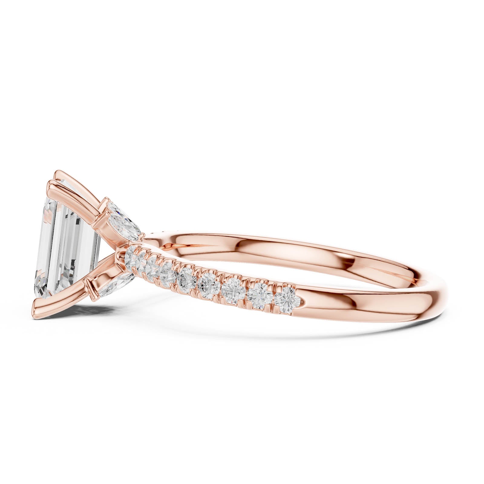 2.41 Ct. Emerald Cut Diamond Engagement Ring with Pavé Band and Hidden Accents (DDLR-256-EM) 4