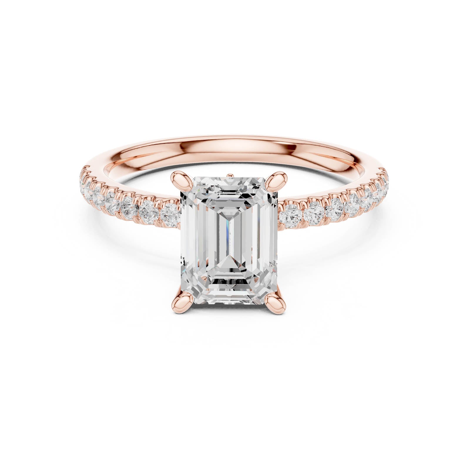 2.41 Ct. Emerald Cut Diamond Engagement Ring with Pavé Band and Hidden Accents (DDLR-256-EM) 8
