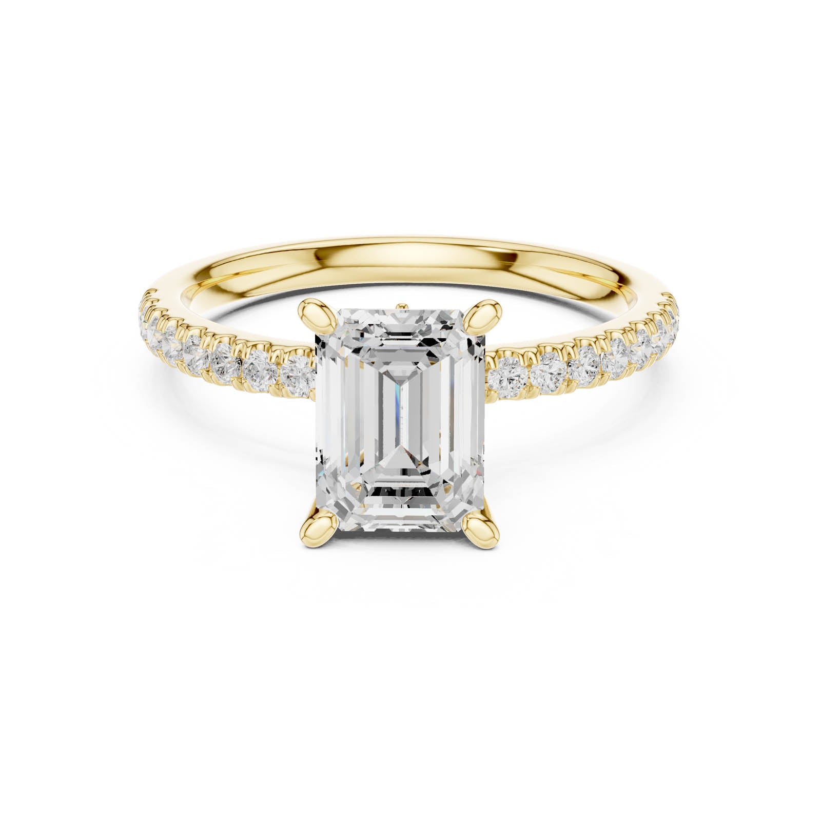 2.41 Ct. Emerald Cut Diamond Engagement Ring with Pavé Band and Hidden Accents (DDLR-256-EM) 11