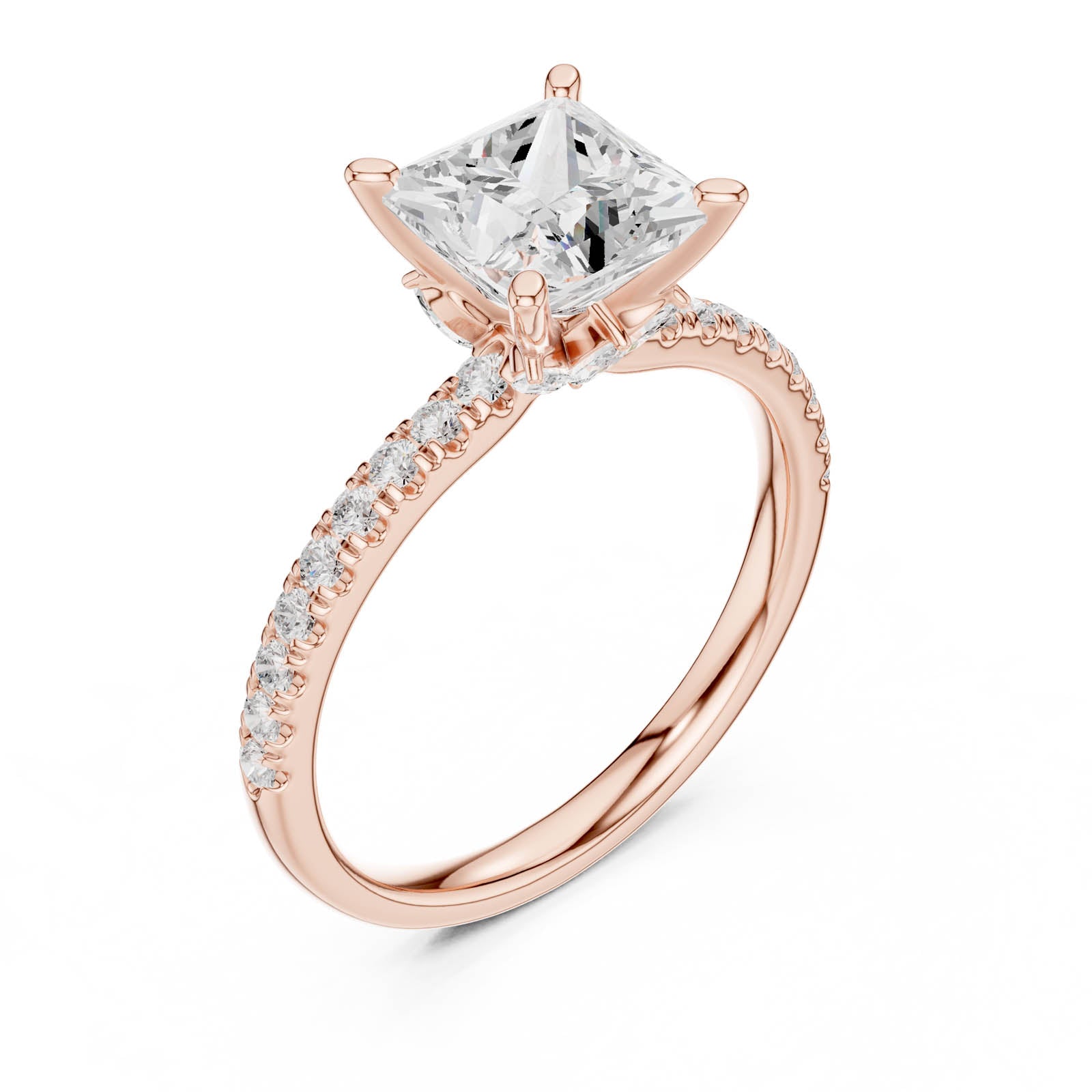 2.41 Ct. Princess Cut Diamond Engagement Ring with Pavé Band and Hidden Accents (DDLR-256-PR) 5