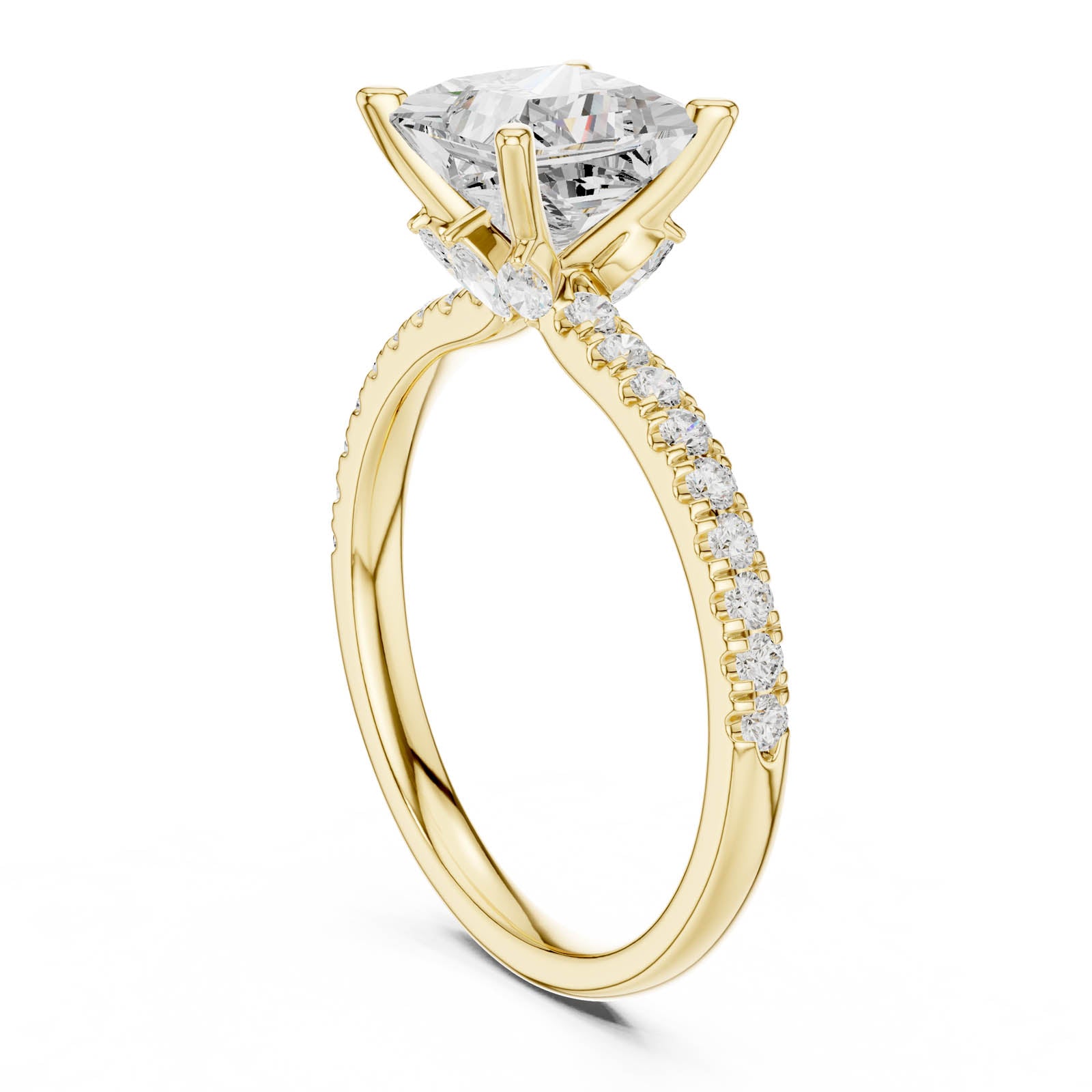 2.41 Ct. Princess Cut Diamond Engagement Ring with Pavé Band and Hidden Accents (DDLR-256-PR) 8
