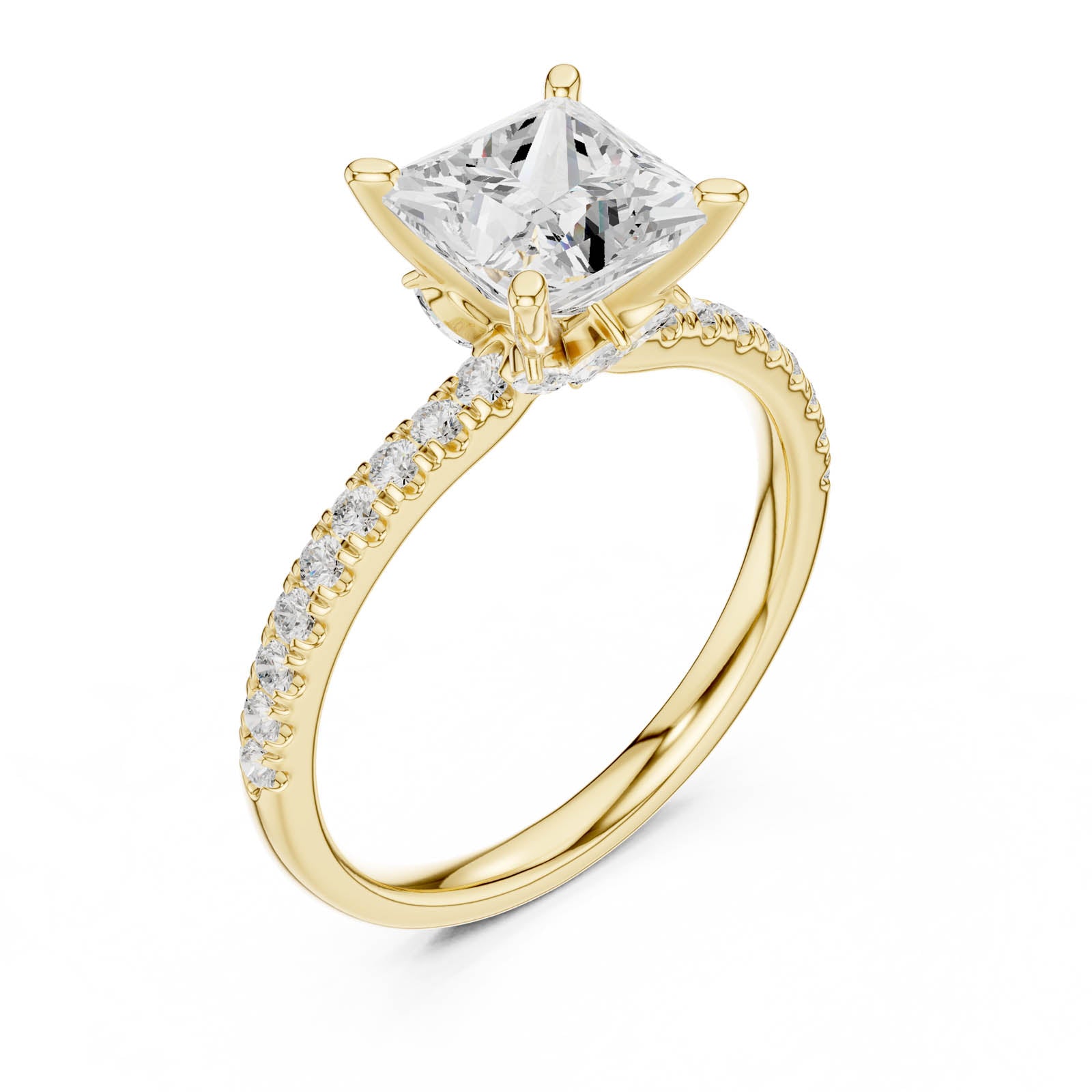 2.41 Ct. Princess Cut Diamond Engagement Ring with Pavé Band and Hidden Accents (DDLR-256-PR) 2