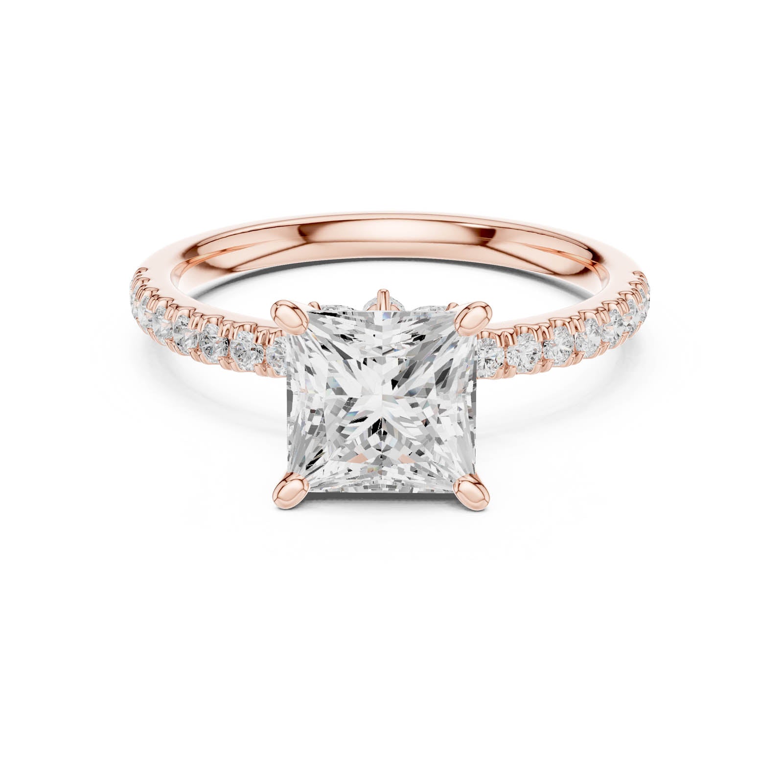 2.41 Ct. Princess Cut Diamond Engagement Ring with Pavé Band and Hidden Accents (DDLR-256-PR) 9