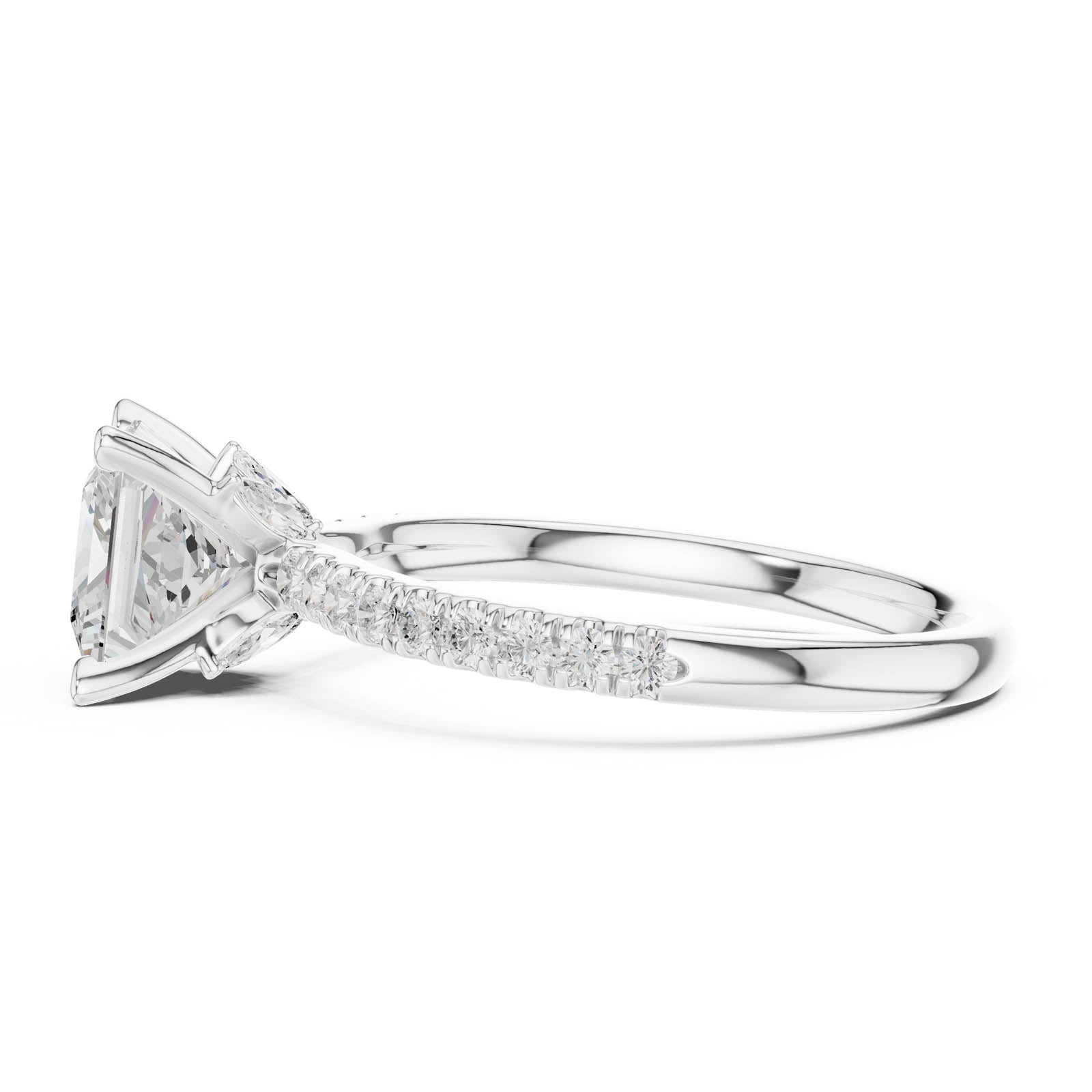 2.41 Ct. Princess Cut Diamond Engagement Ring with Pavé Band and Hidden Accents (DDLR-256-PR) 10