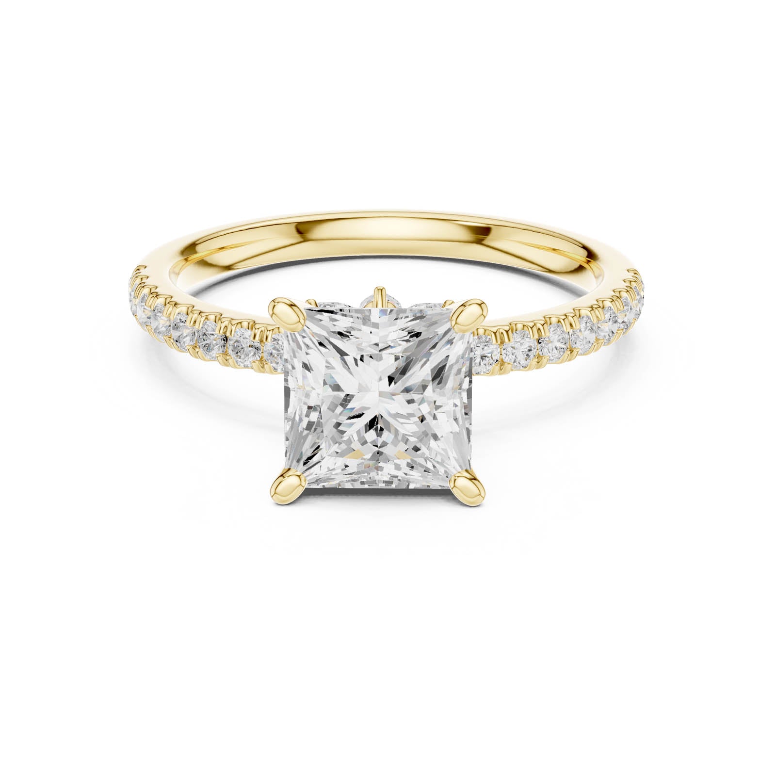 2.41 Ct. Princess Cut Diamond Engagement Ring with Pavé Band and Hidden Accents (DDLR-256-PR) 12