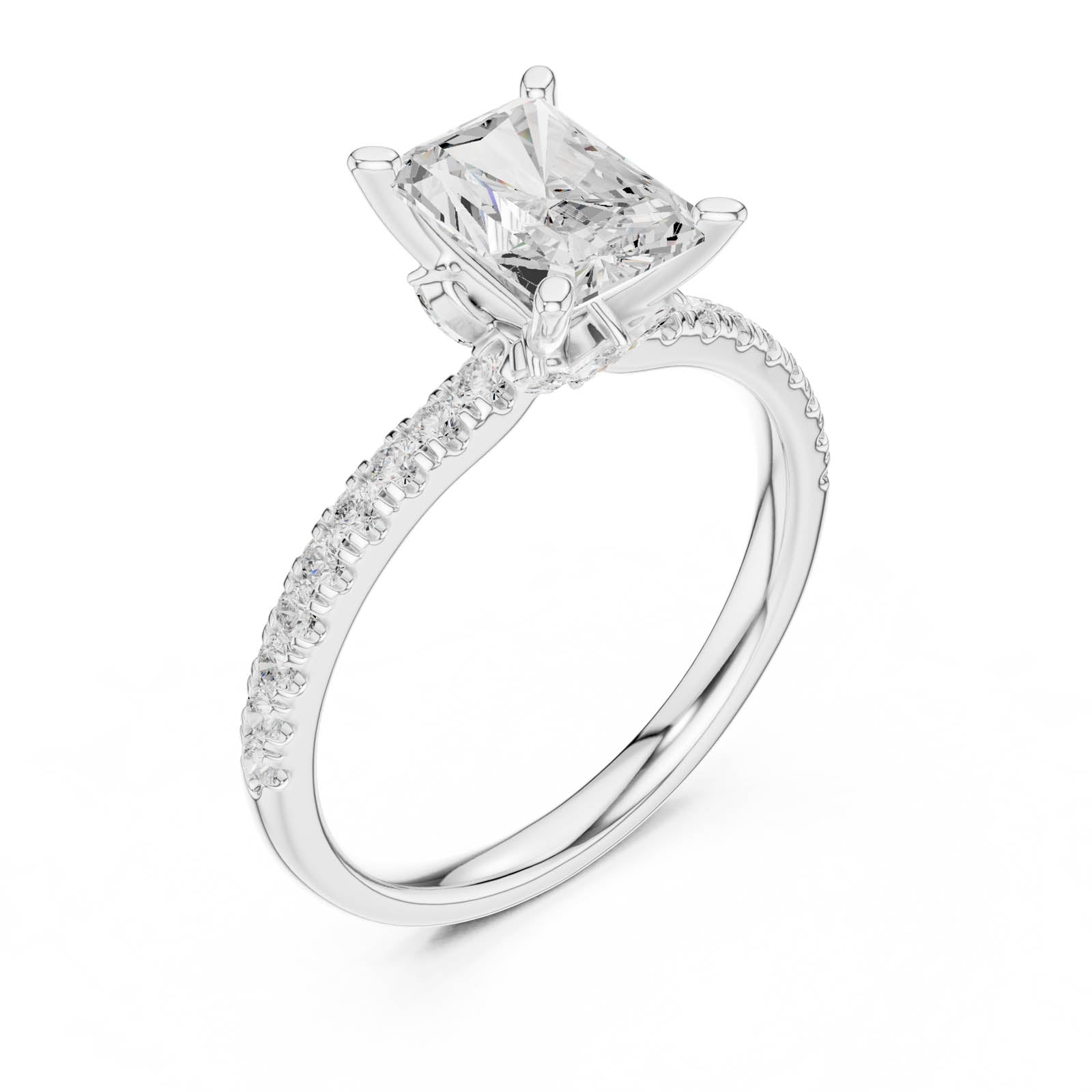 2.41 Ct. Radiant Cut Diamond Engagement Ring with Pavé Band and Hidden Accents (DDLR-256-RA) 4