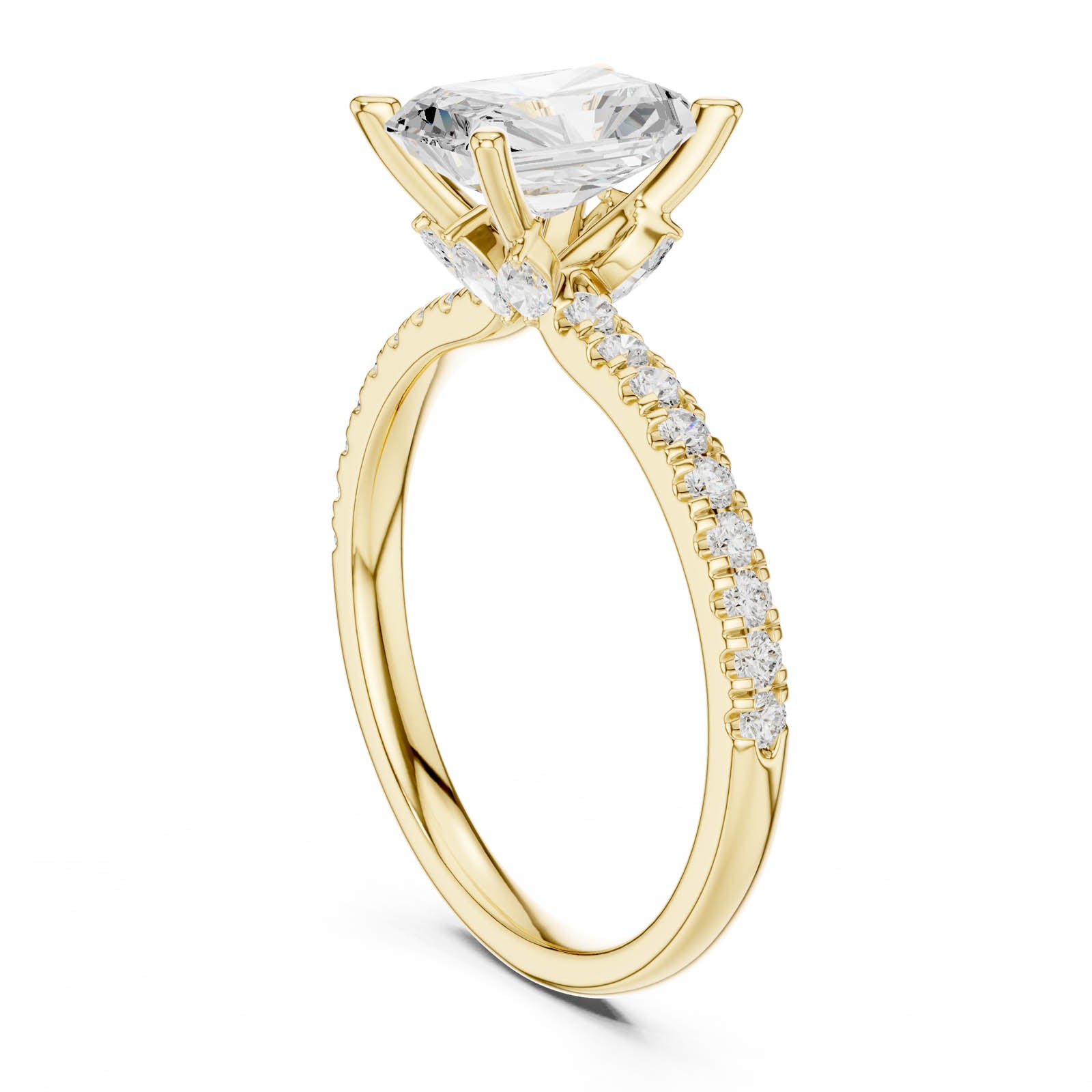 2.41 Ct. Radiant Cut Diamond Engagement Ring with Pavé Band and Hidden Accents (DDLR-256-RA) 5