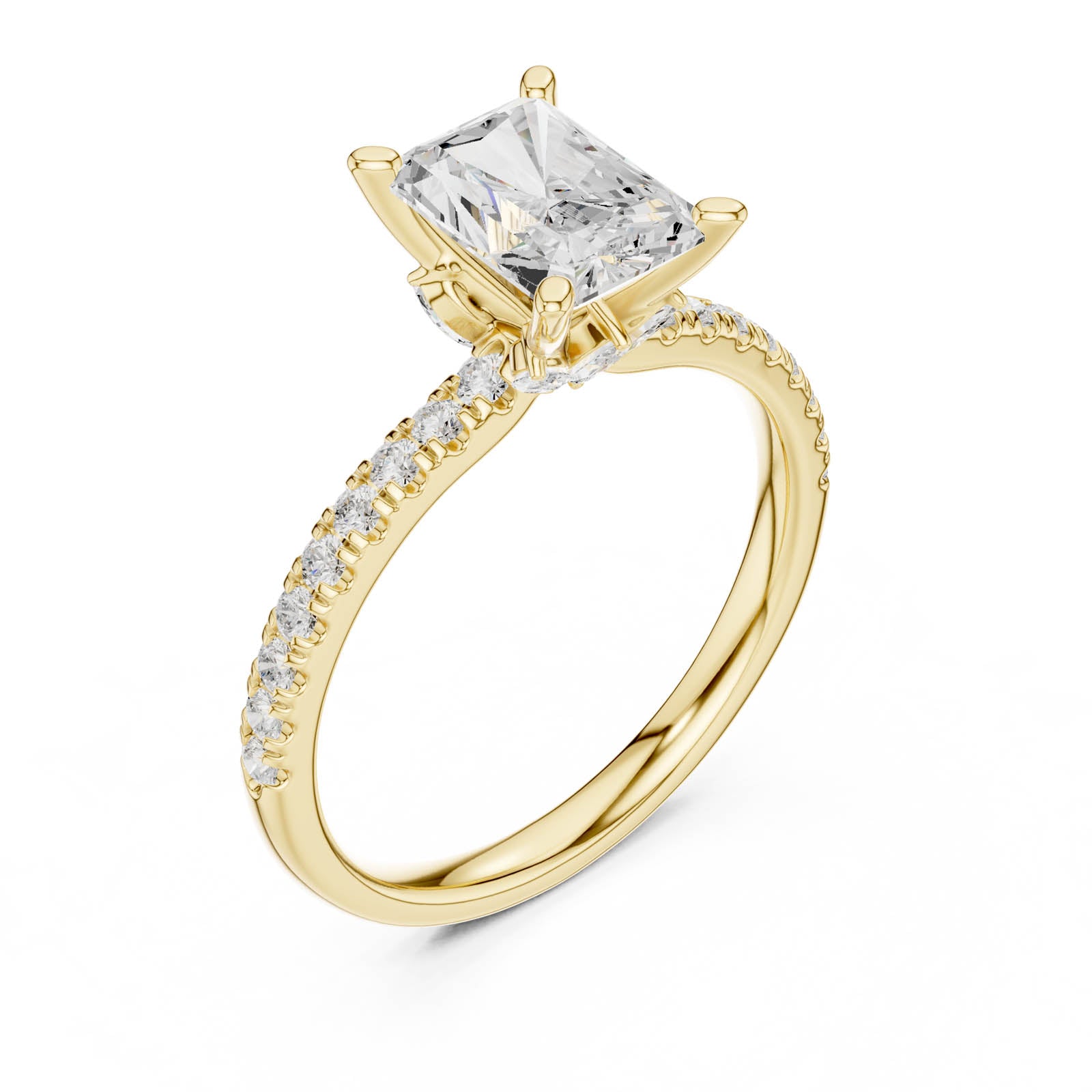 2.41 Ct. Radiant Cut Diamond Engagement Ring with Pavé Band and Hidden Accents (DDLR-256-RA) 2