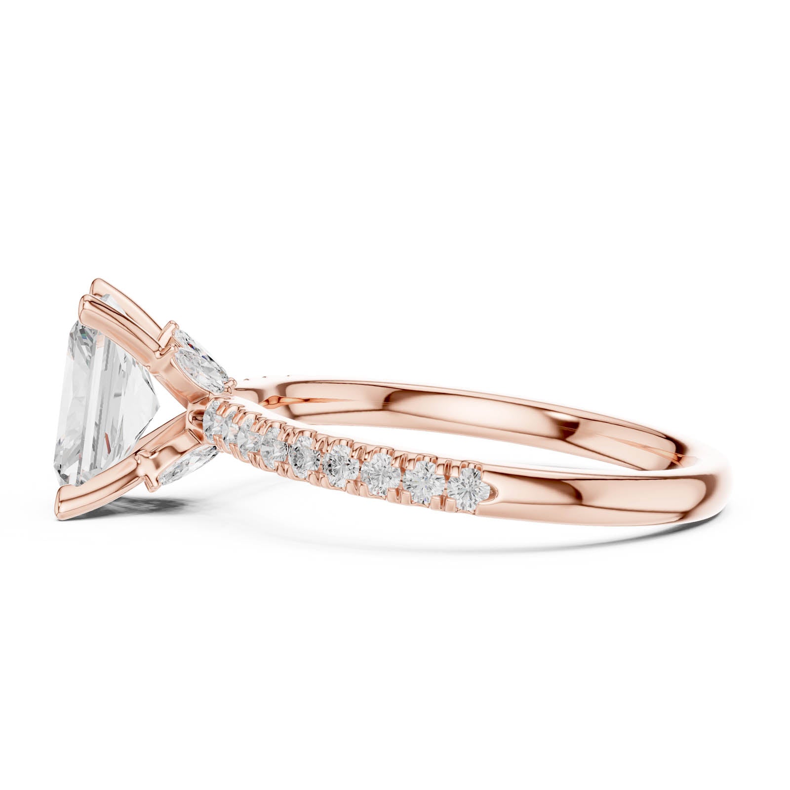 2.41 Ct. Radiant Cut Diamond Engagement Ring with Pavé Band and Hidden Accents (DDLR-256-RA) 3
