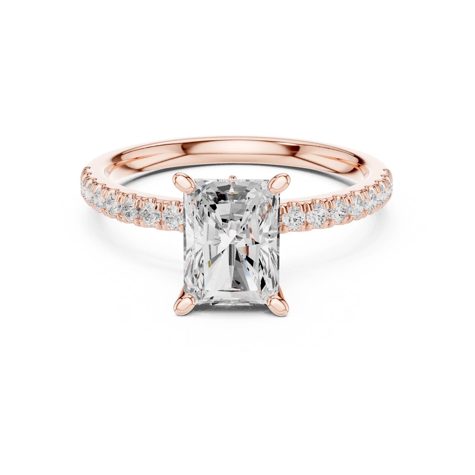 2.41 Ct. Radiant Cut Diamond Engagement Ring with Pavé Band and Hidden Accents (DDLR-256-RA) 6
