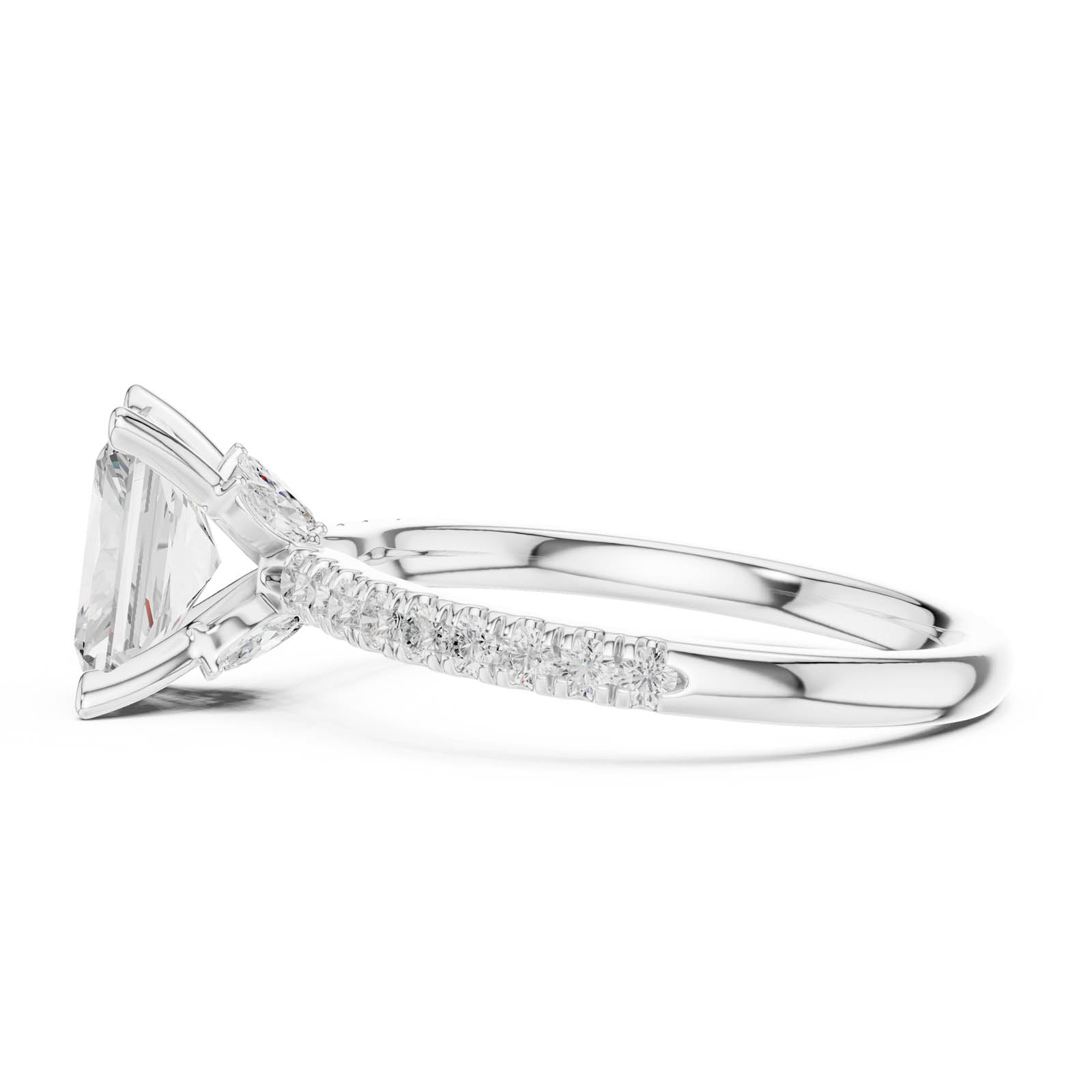 2.41 Ct. Radiant Cut Diamond Engagement Ring with Pavé Band and Hidden Accents (DDLR-256-RA) 7