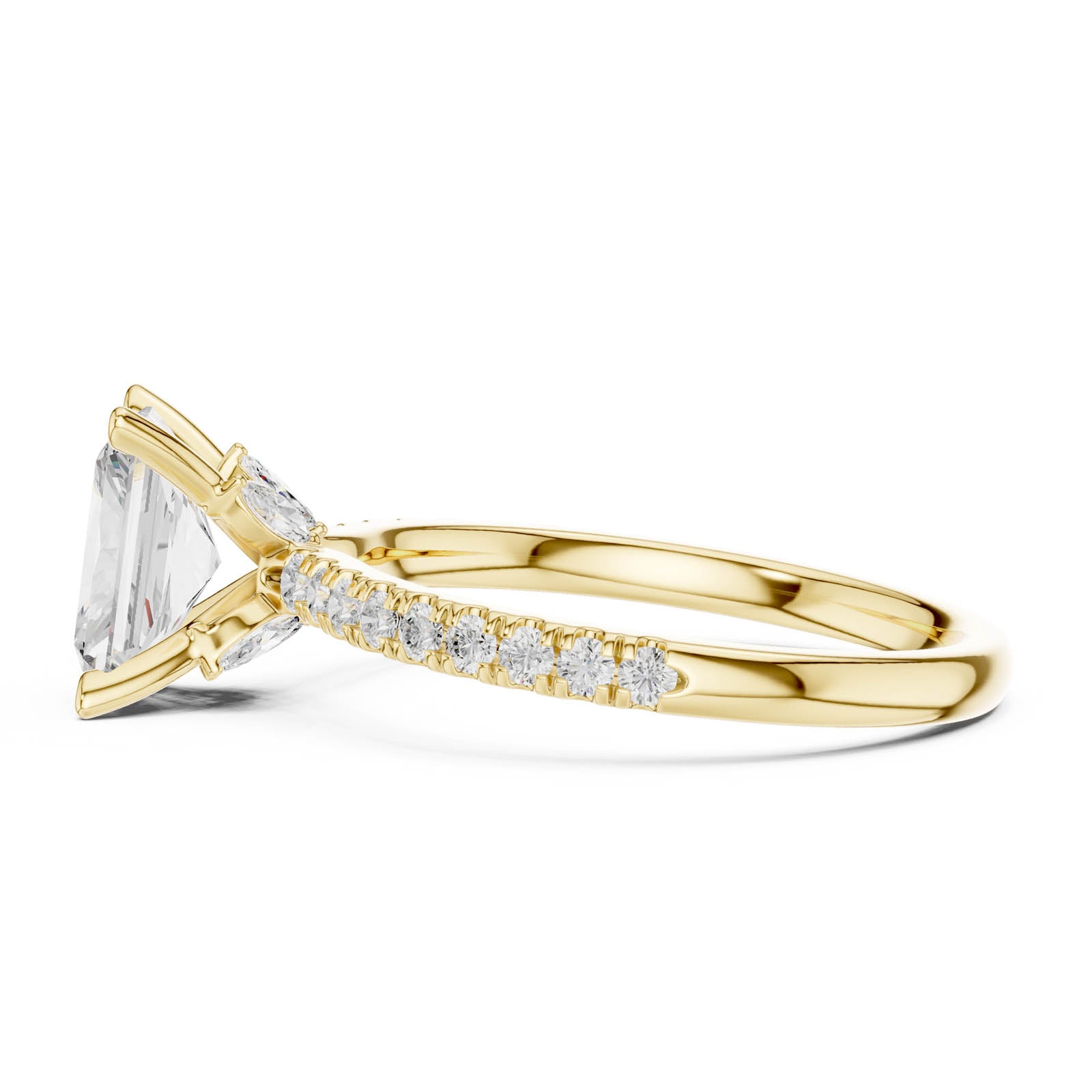 2.41 Ct. Radiant Cut Diamond Engagement Ring with Pavé Band and Hidden Accents (DDLR-256-RA) 8