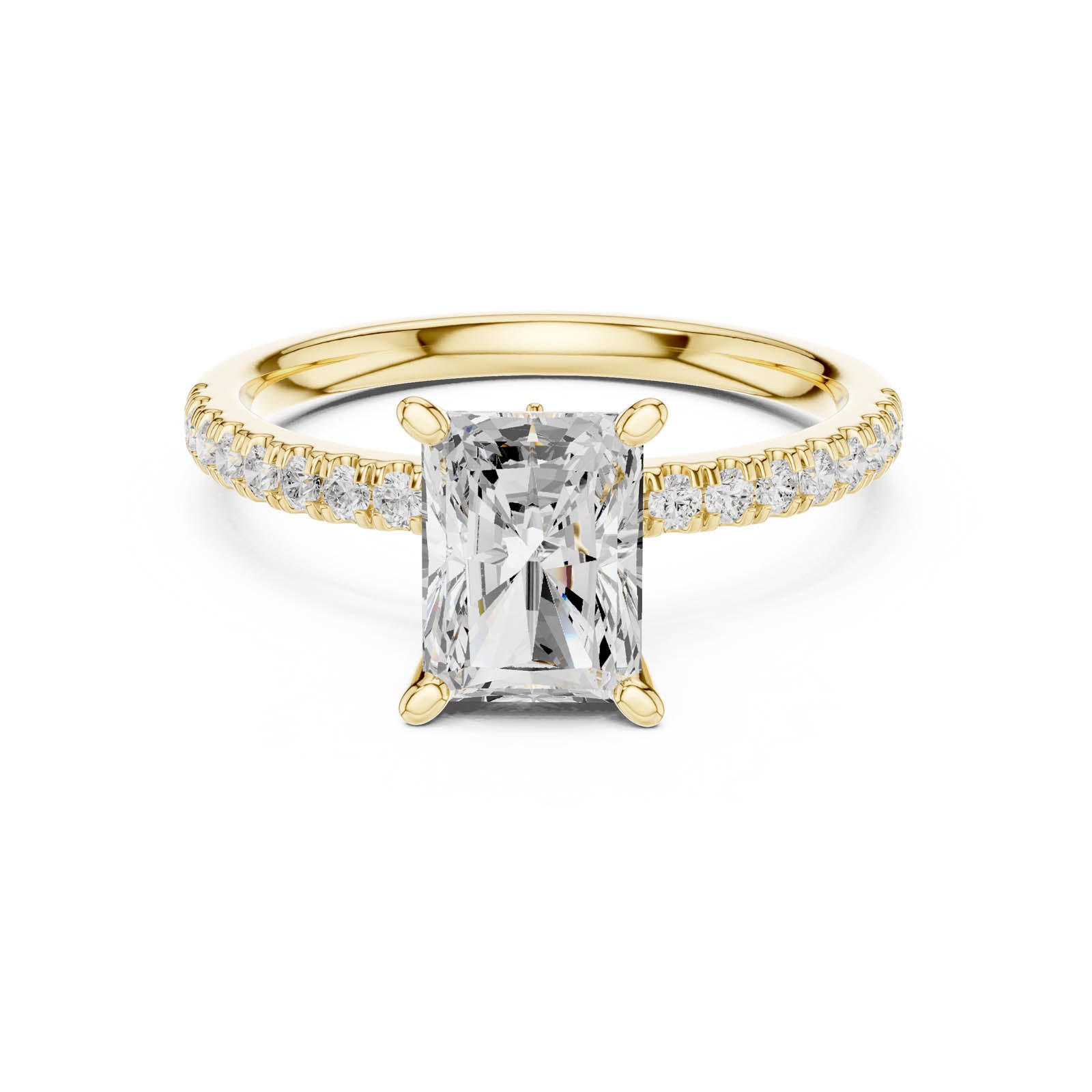 2.41 Ct. Radiant Cut Diamond Engagement Ring with Pavé Band and Hidden Accents (DDLR-256-RA) 9