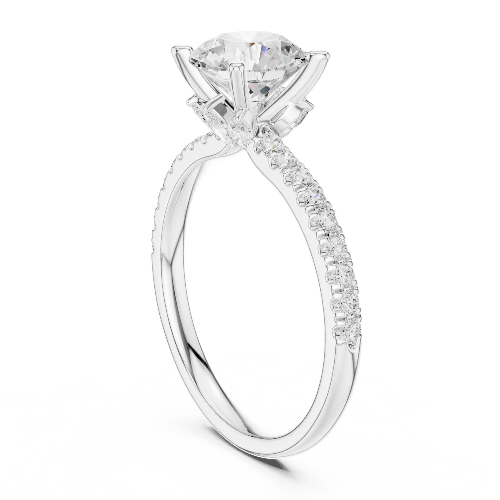 2.41 Ct. Round Diamond Engagement Ring with Pavé Band and Hidden Accents (DDLR-256-RD) 12