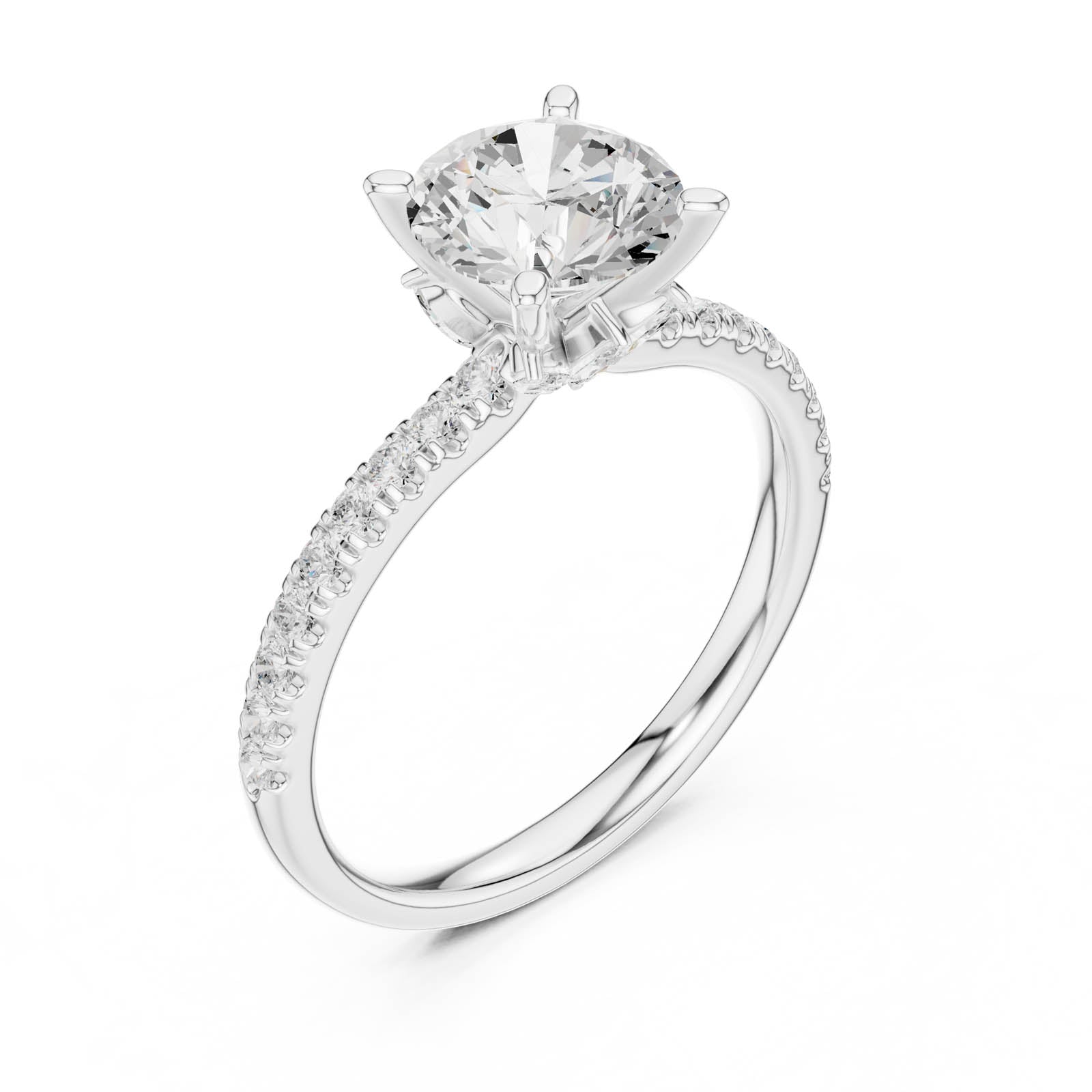 2.41 Ct. Round Diamond Engagement Ring with Pavé Band and Hidden Accents (DDLR-256-RD) 4