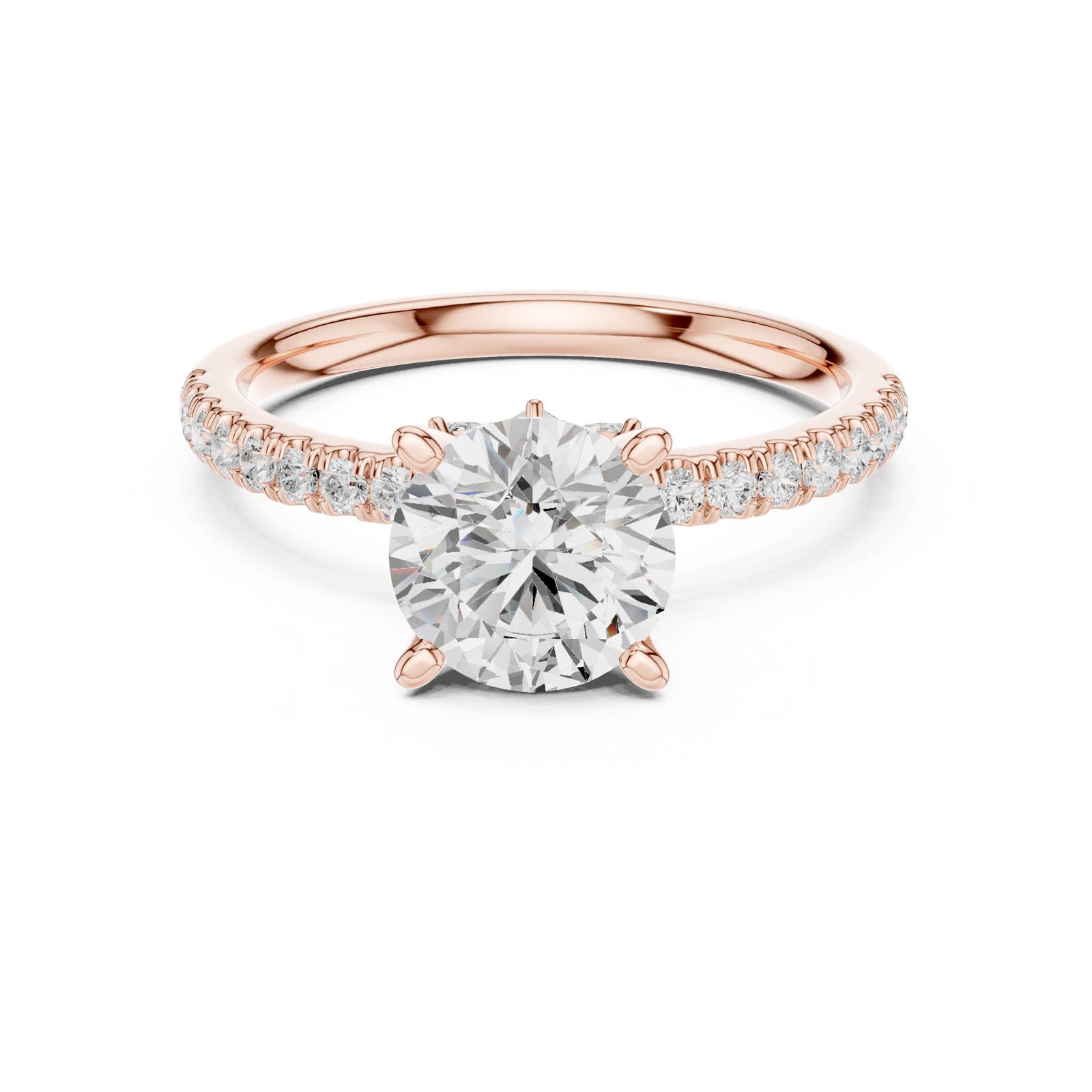 2.41 Ct. Round Diamond Engagement Ring with Pavé Band and Hidden Accents (DDLR-256-RD) 6