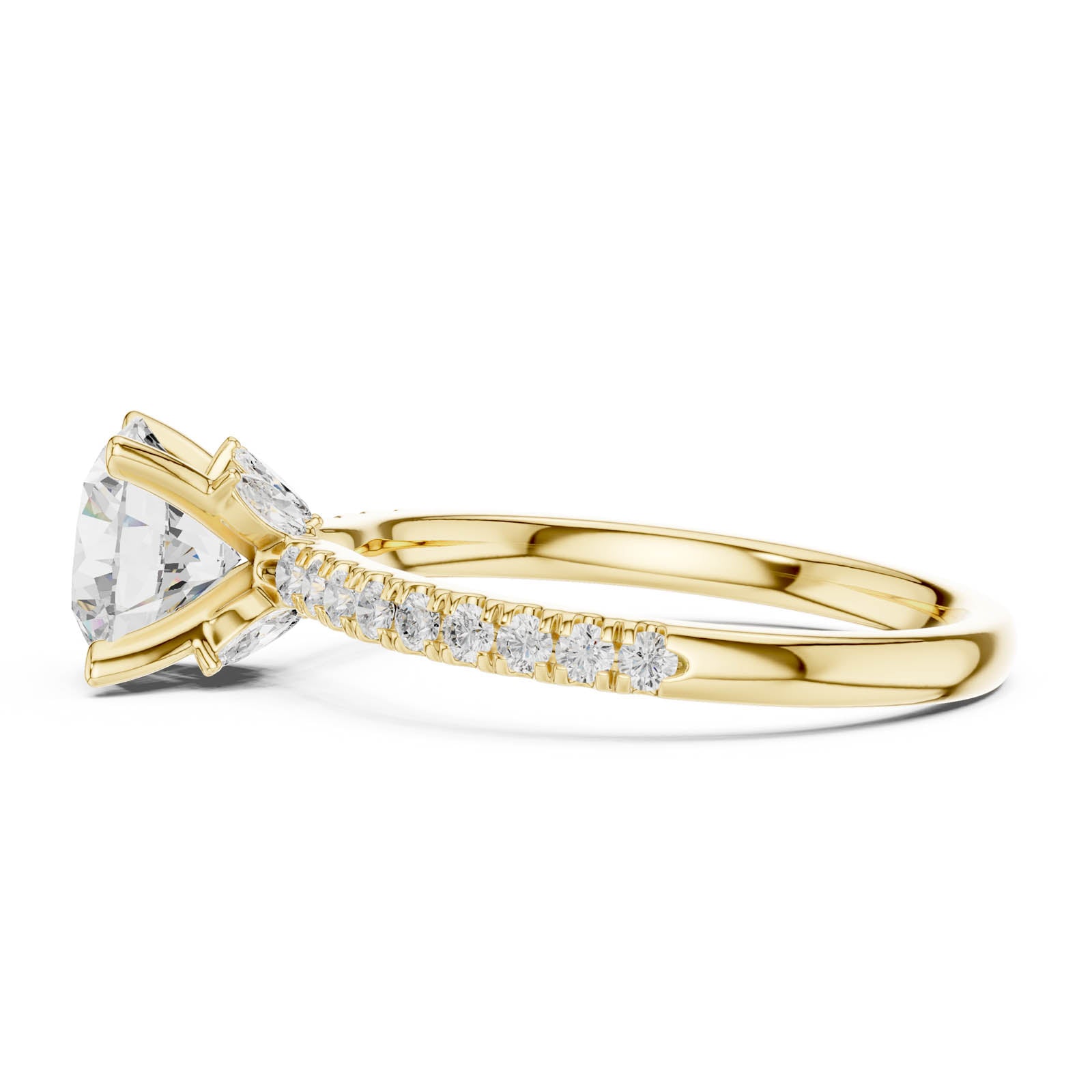 2.41 Ct. Round Diamond Engagement Ring with Pavé Band and Hidden Accents (DDLR-256-RD) 8