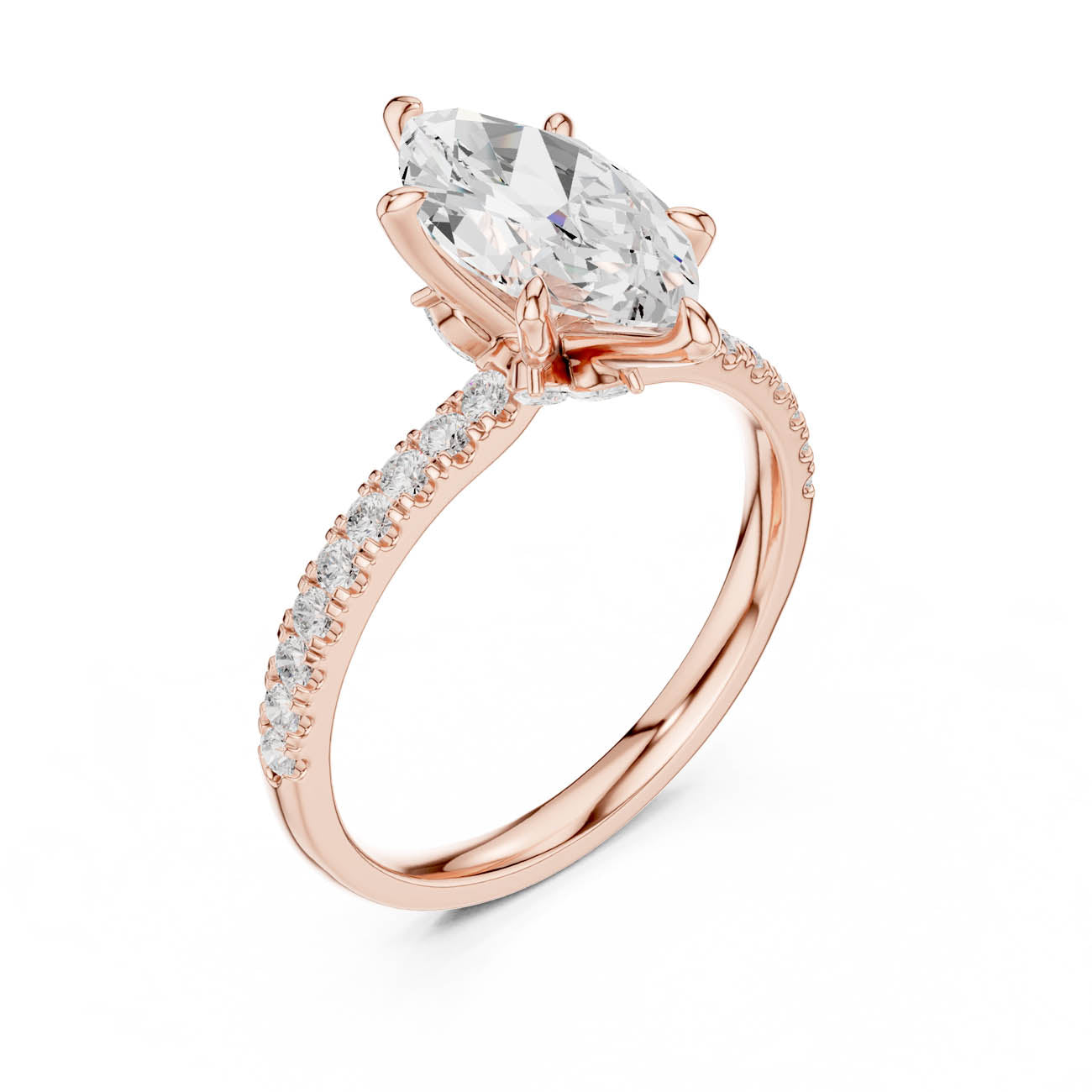 1.90 Ct. Marquise Diamond Solitaire with Hidden Lotus Setting (DDLR-256) 6
