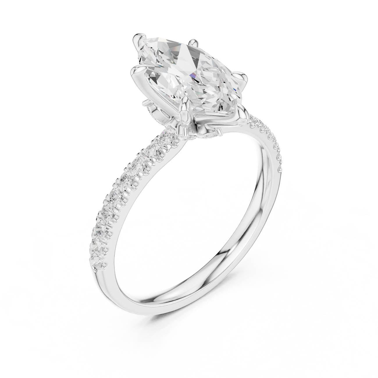 1.90 Ct. Marquise Diamond Solitaire with Hidden Lotus Setting (DDLR-256) 10