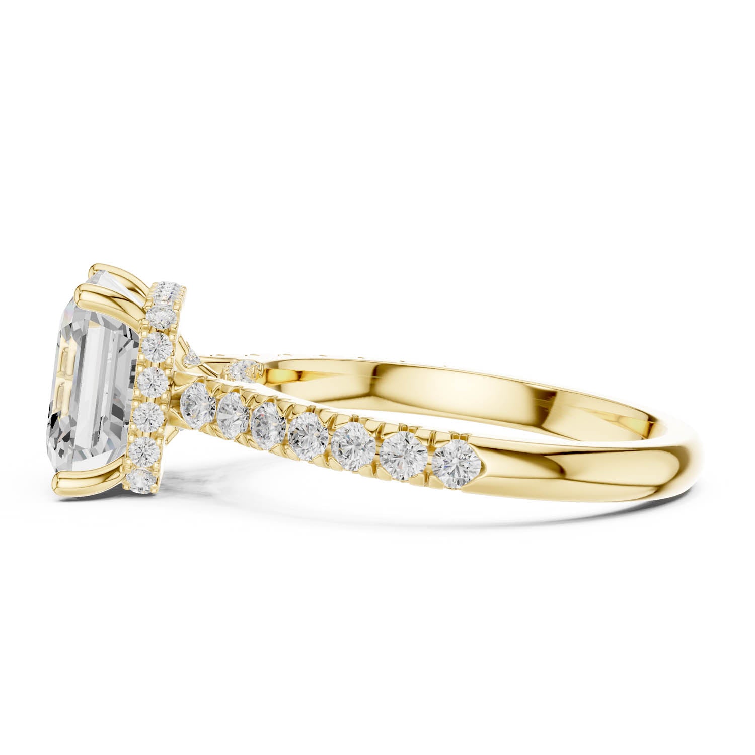 3.67 Ct. Asscher Cut Diamond Ring with Pavé Band and Hidden Halo (DDLR-258-AC) 12